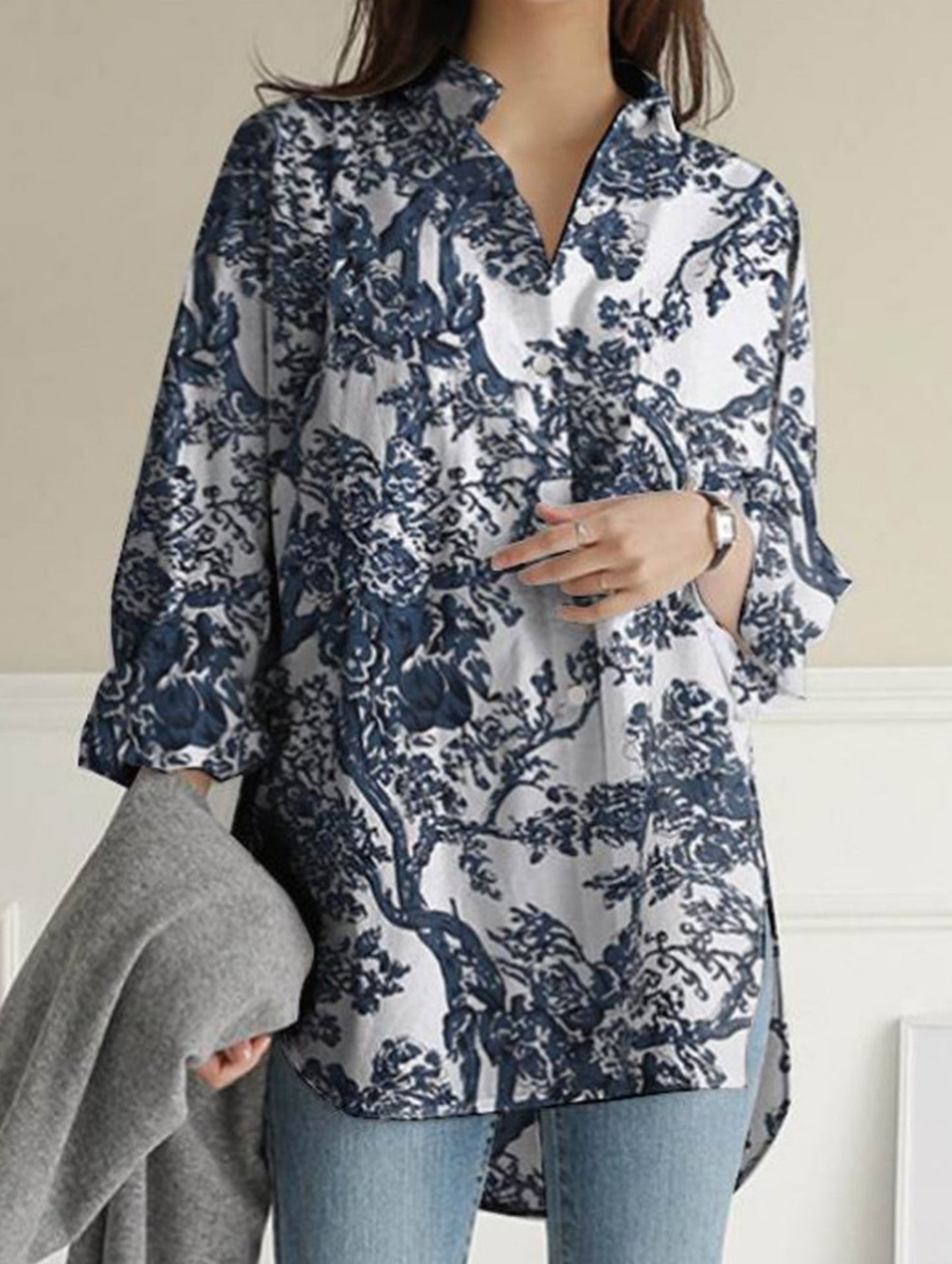 Digital Printed Casual Irregular Shirt