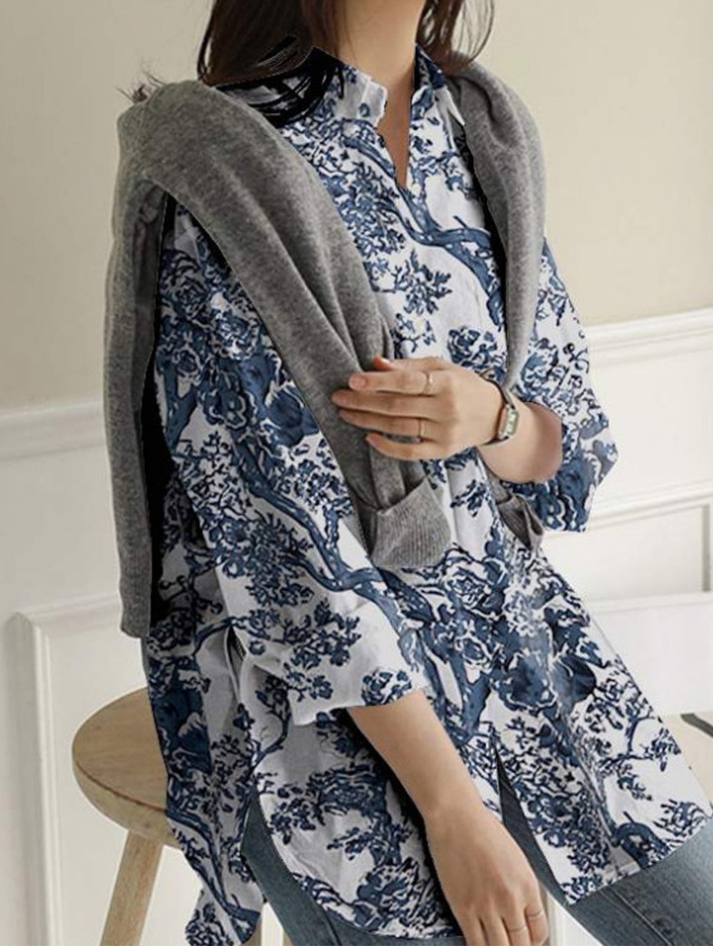 Digital Printed Casual Irregular Shirt