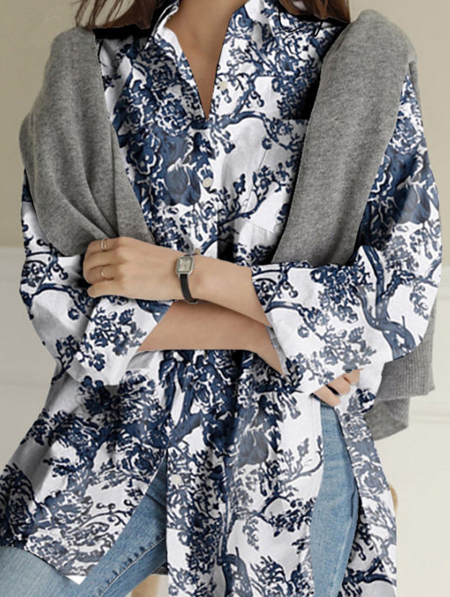 Digital Printed Casual Irregular Shirt