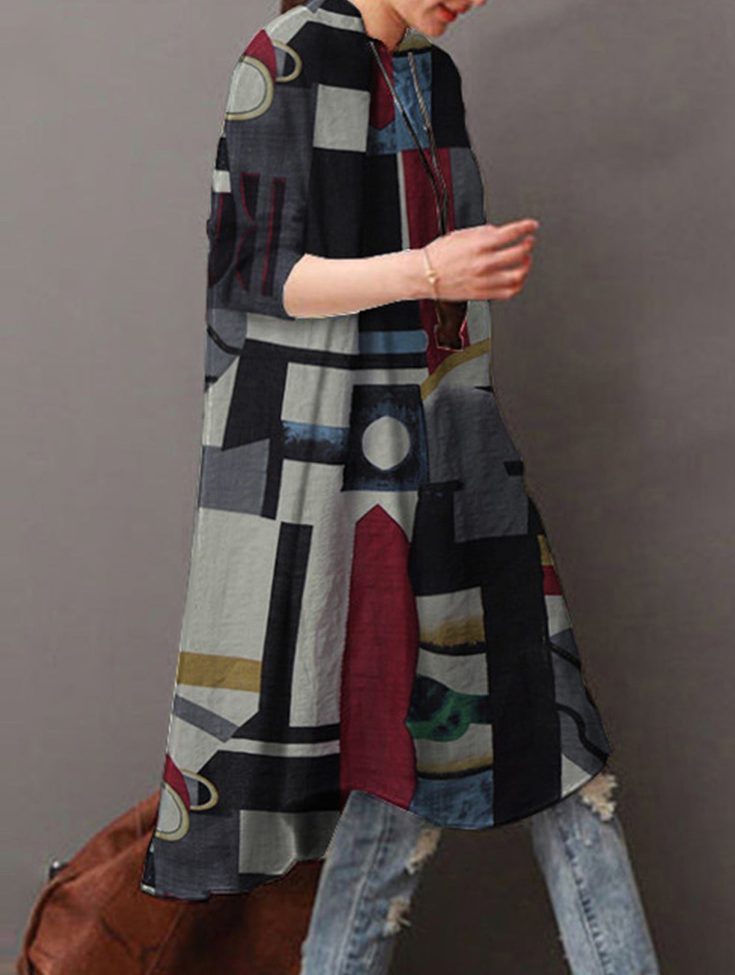 Loose casual bohemian mid-length shirt