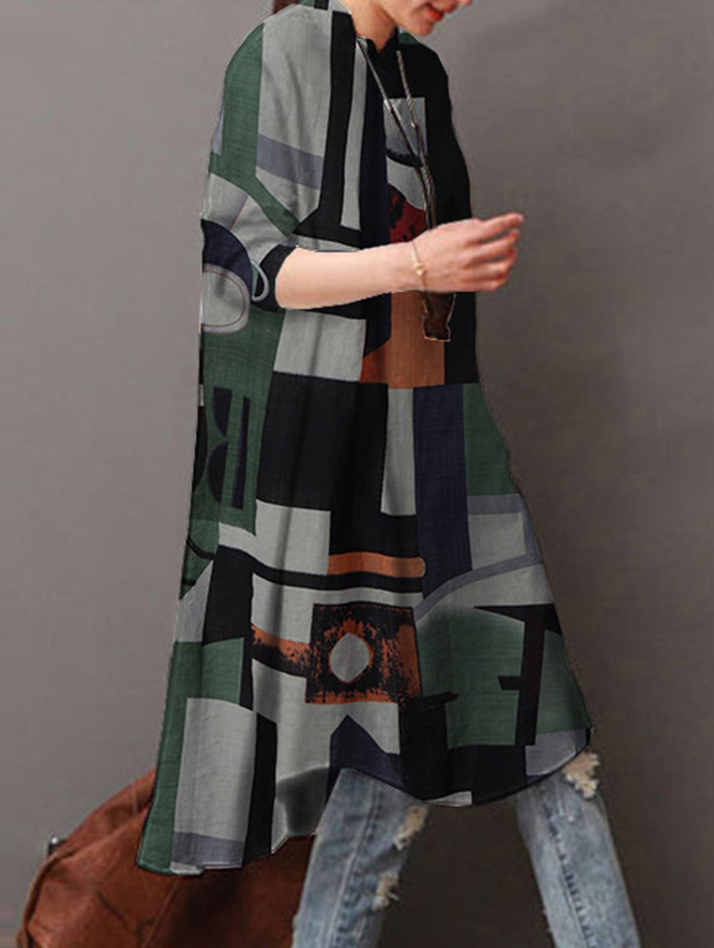 Loose casual bohemian mid-length shirt