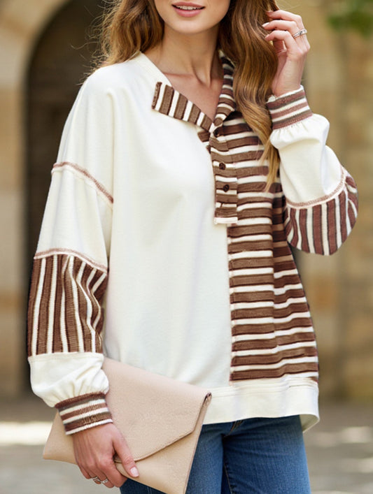 Striped loose casual sweatshirt