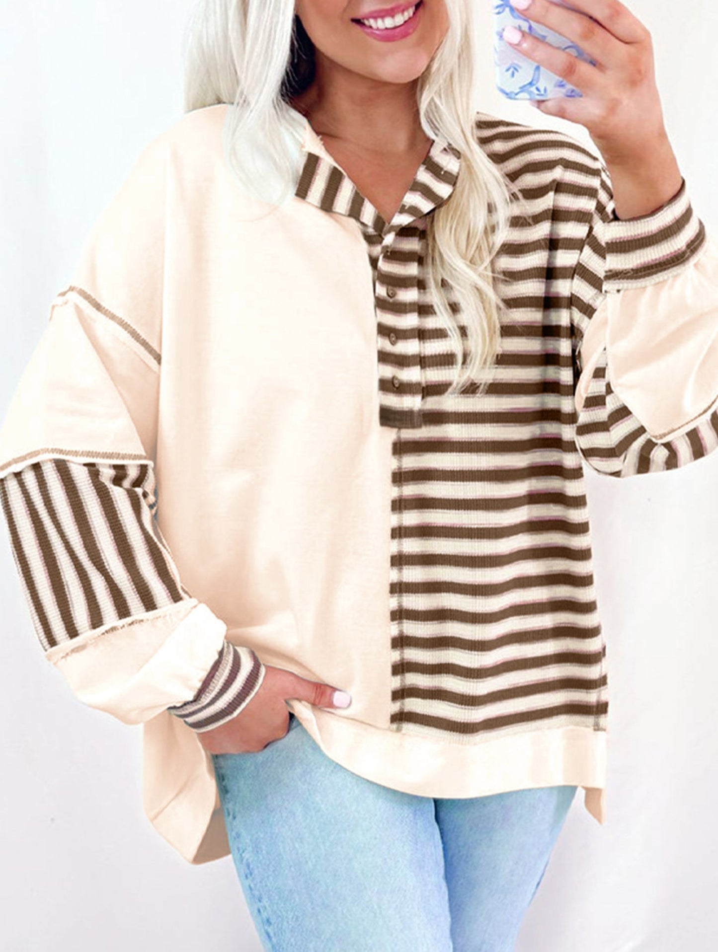 Striped loose casual sweatshirt