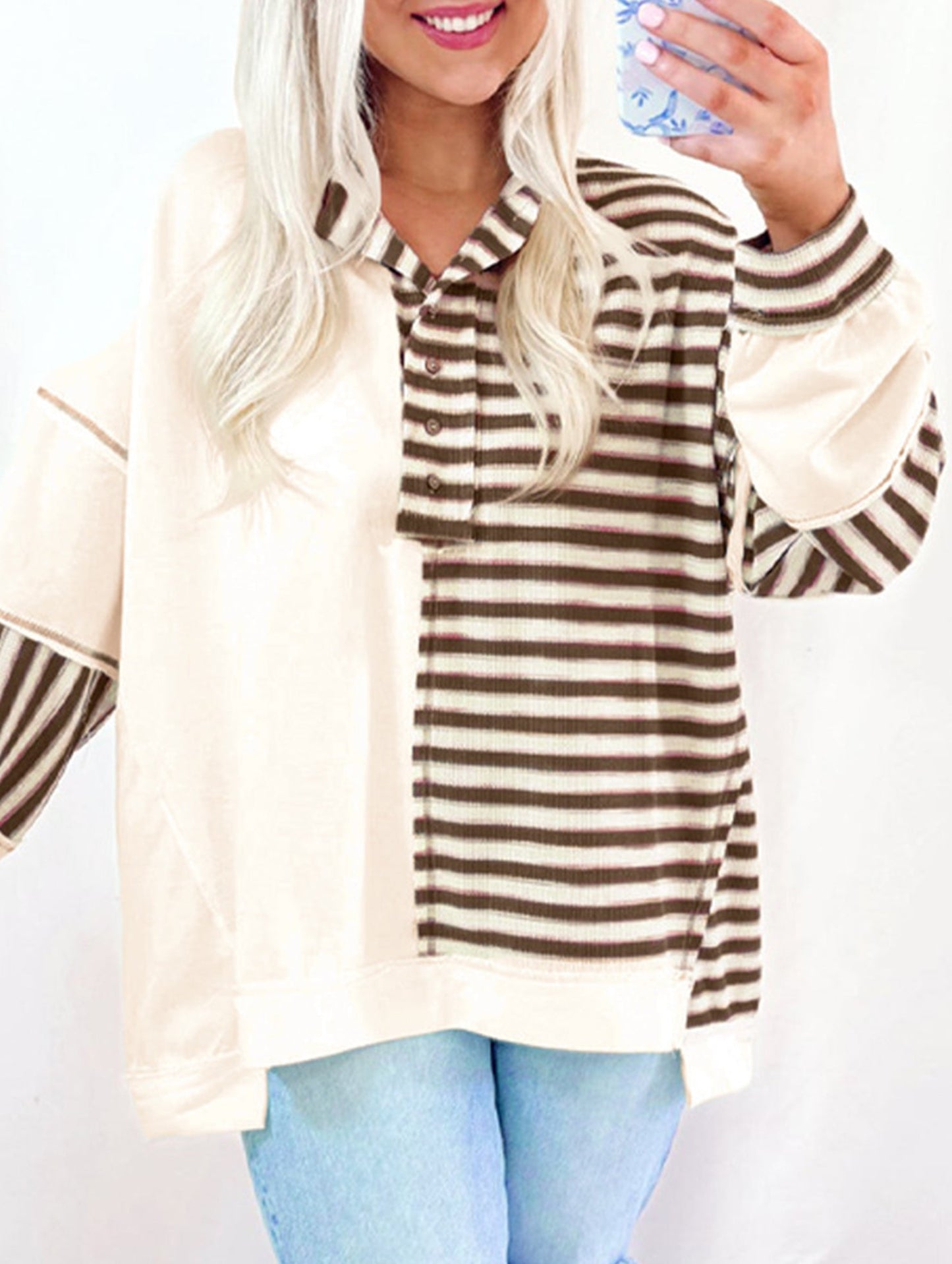 Striped loose casual sweatshirt