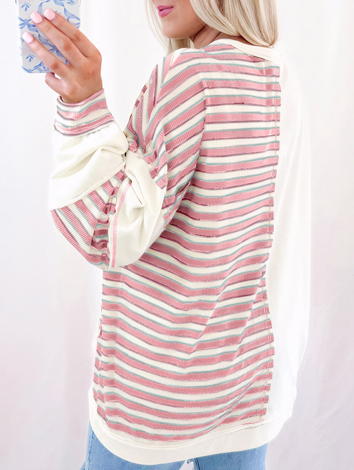 Striped loose casual sweatshirt