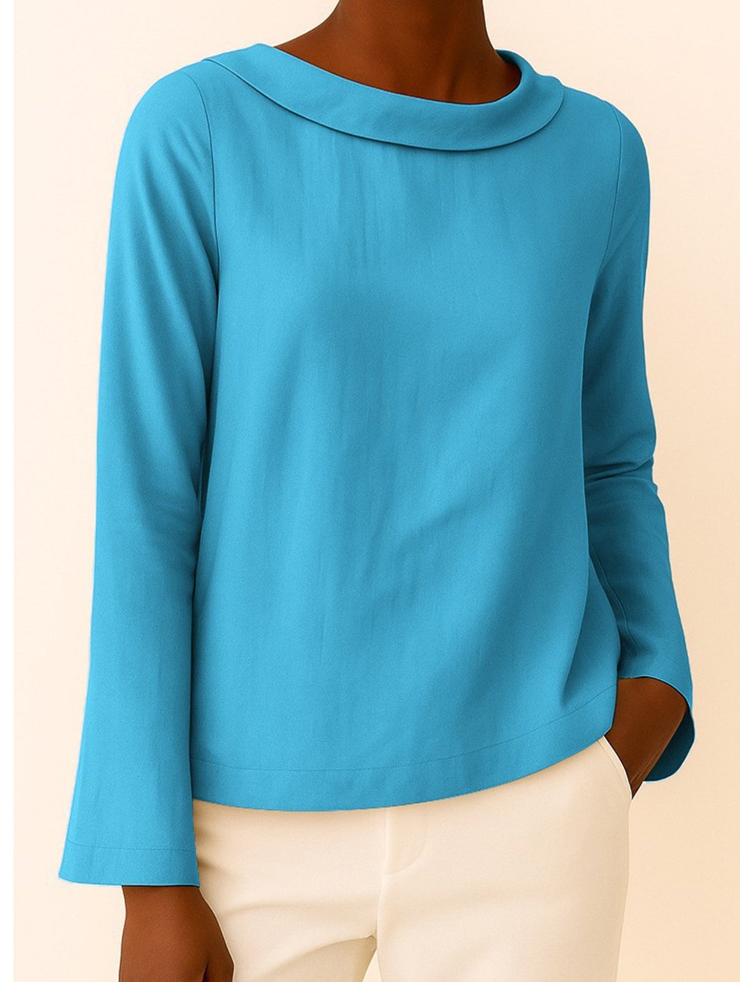 Casual long-sleeved crew neck T-shirt