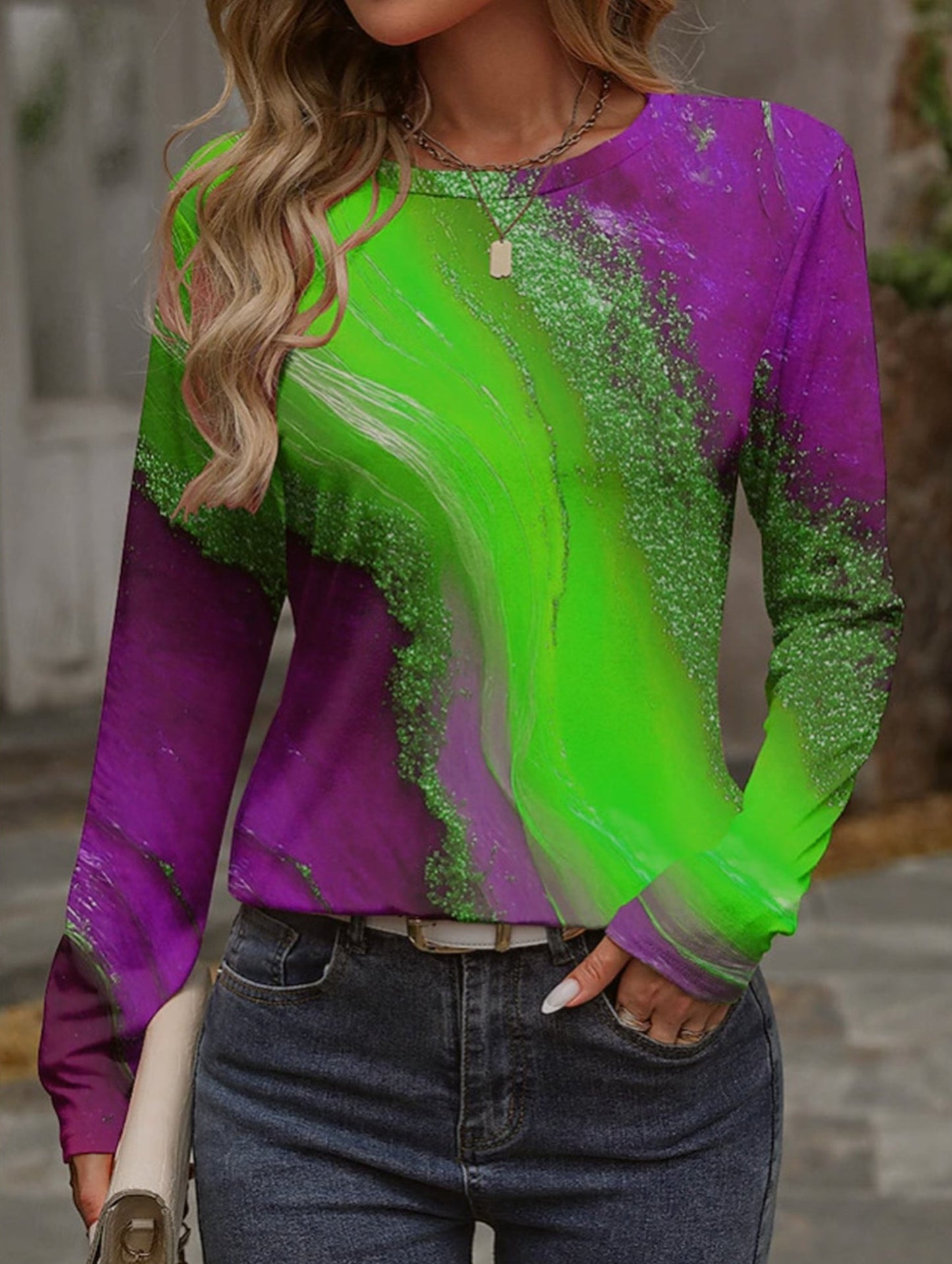 Comfortable sports round neck long sleeve T-shirt