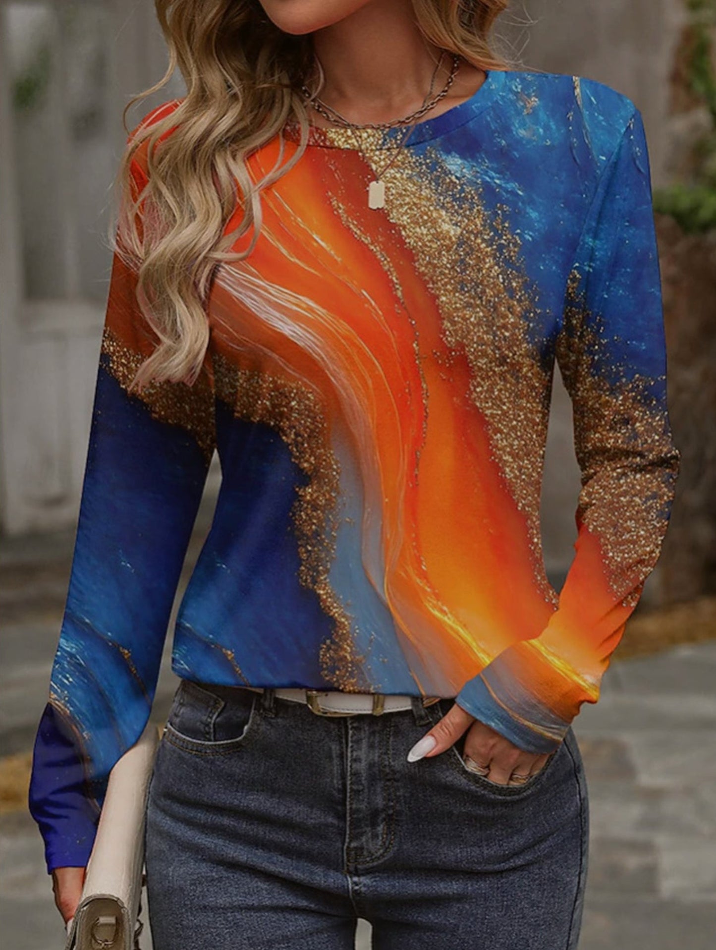 Comfortable sports round neck long sleeve T-shirt