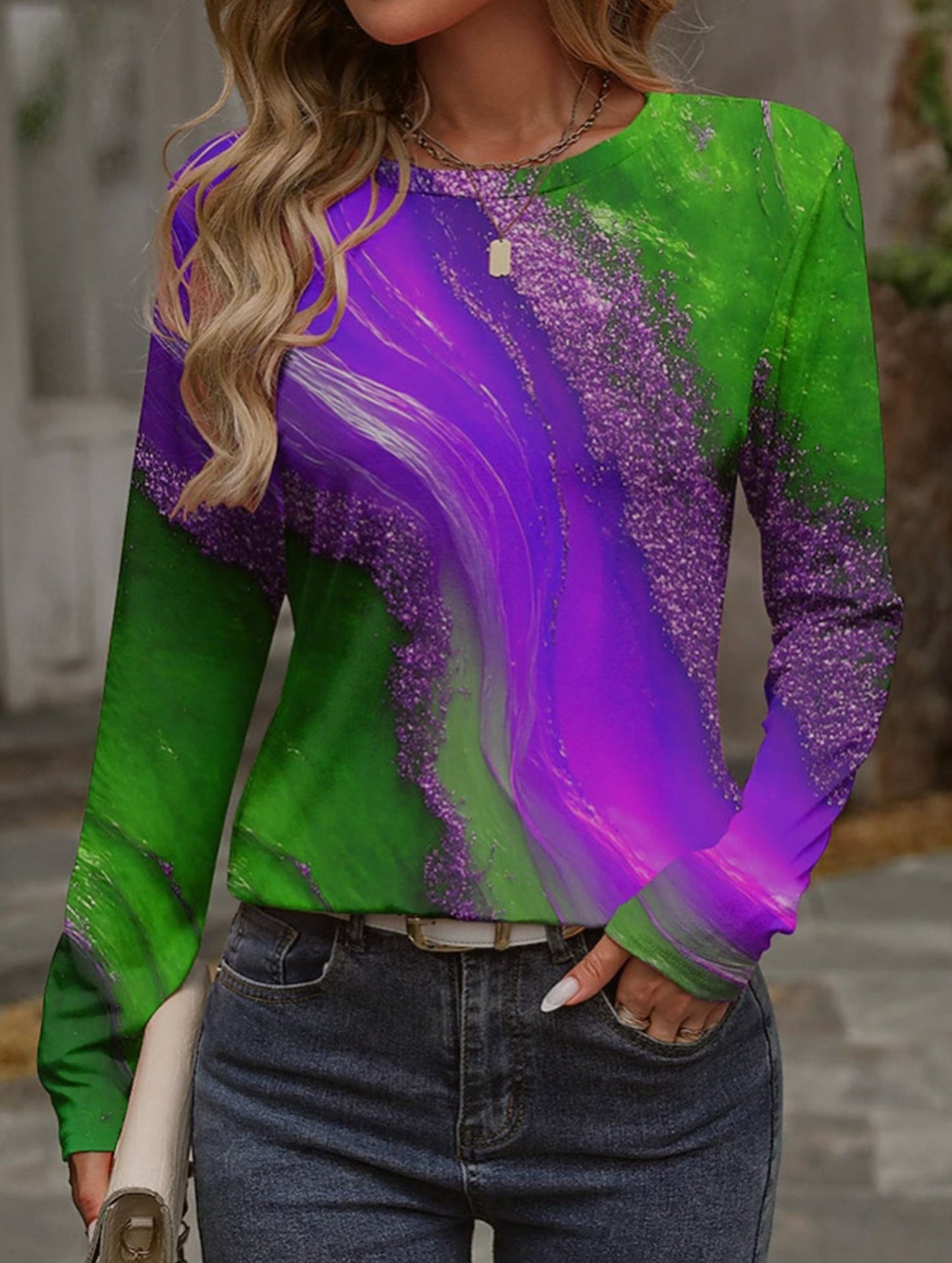 Comfortable sports round neck long sleeve T-shirt