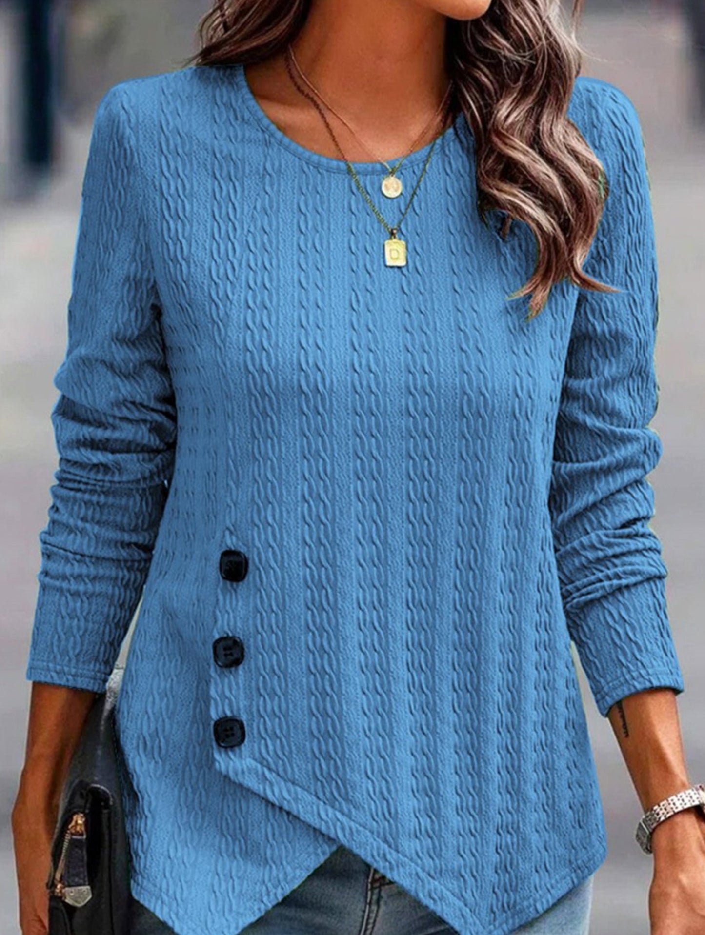 Jersey crew neck casual top