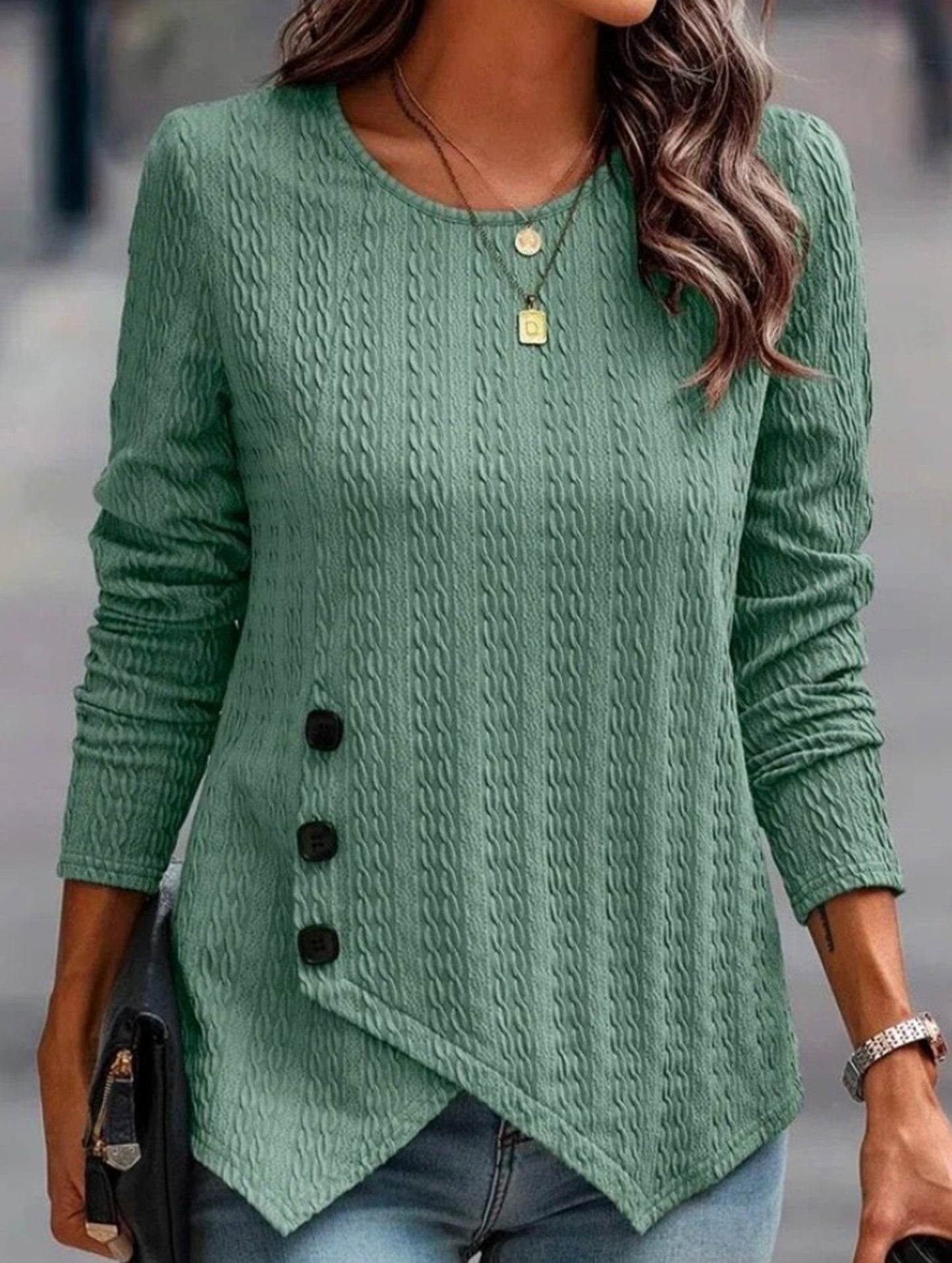 Jersey crew neck casual top