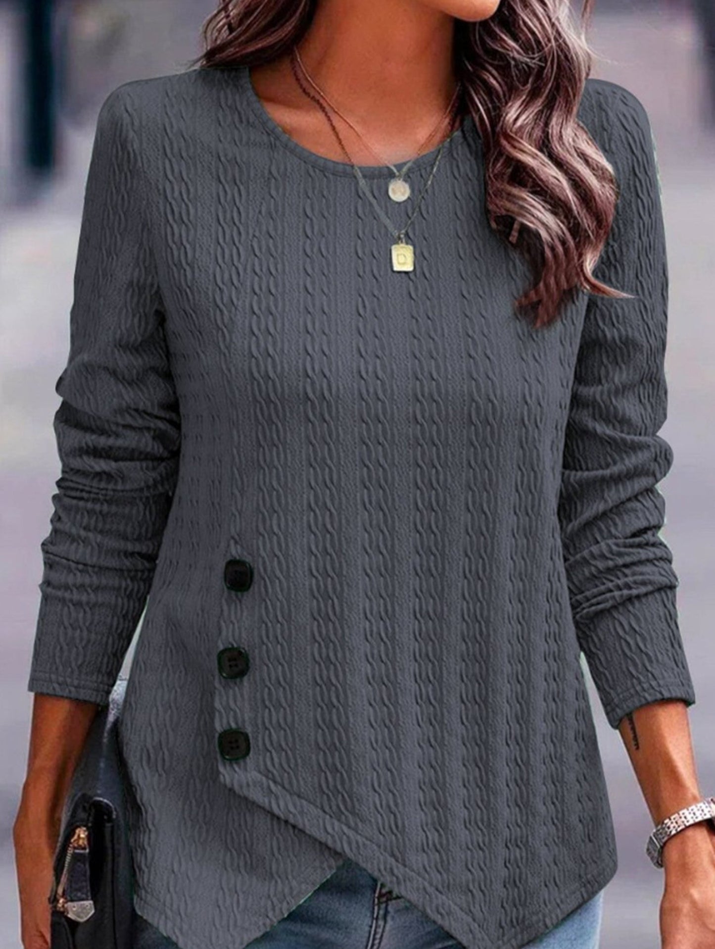 Jersey crew neck casual top