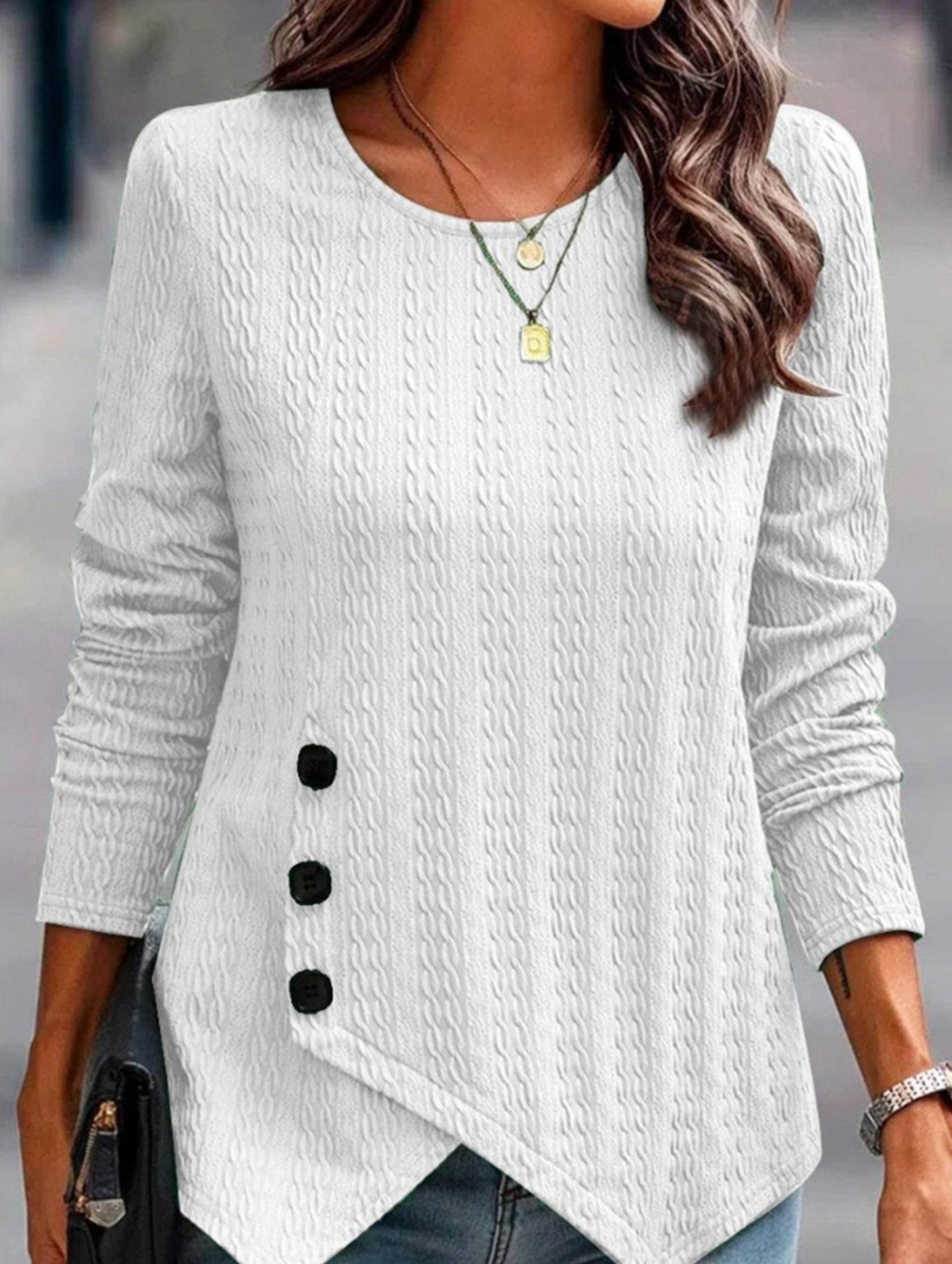 Jersey crew neck casual top