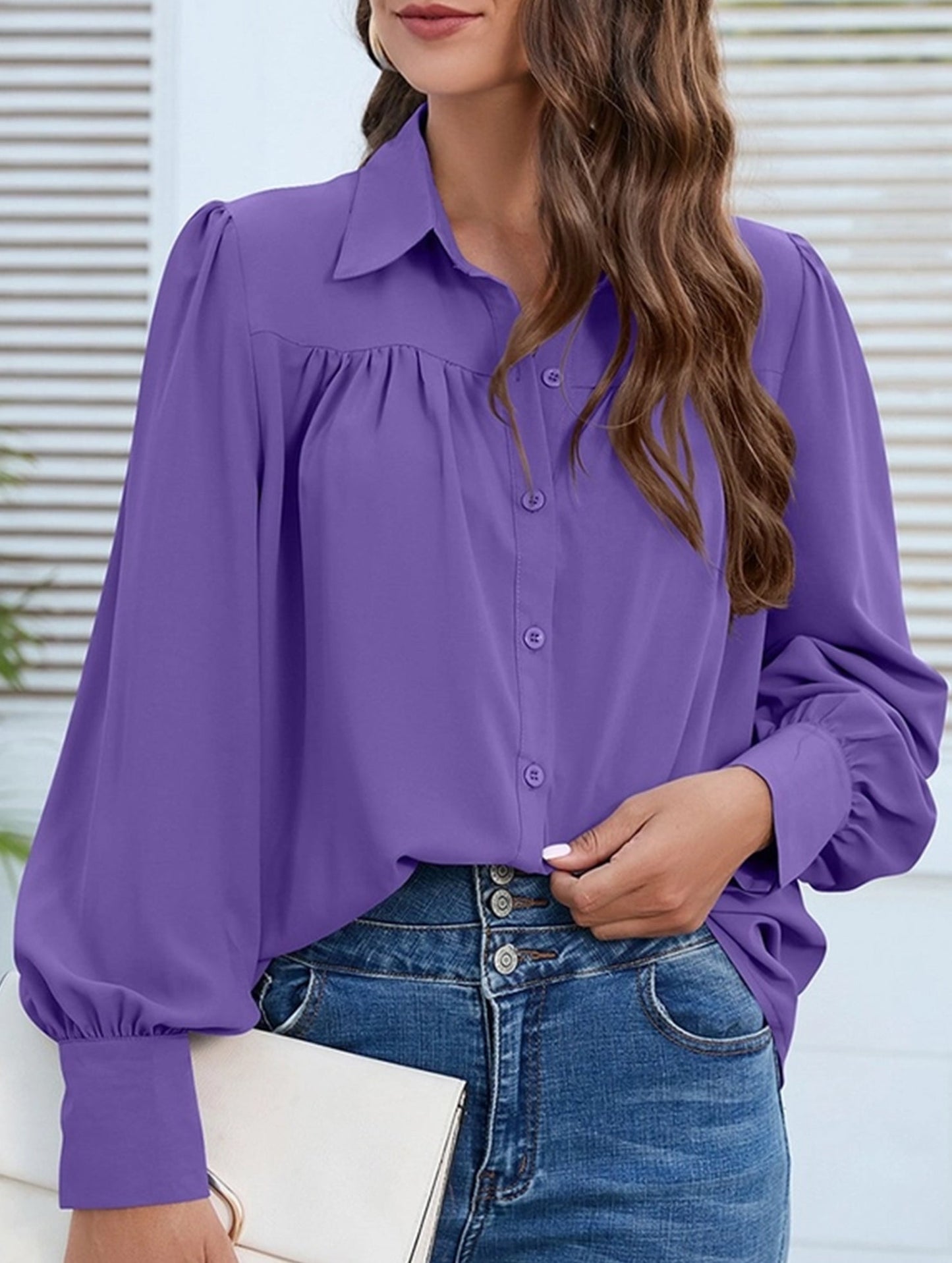 BUTTON DOWN DAILY BASIC BLOUSE