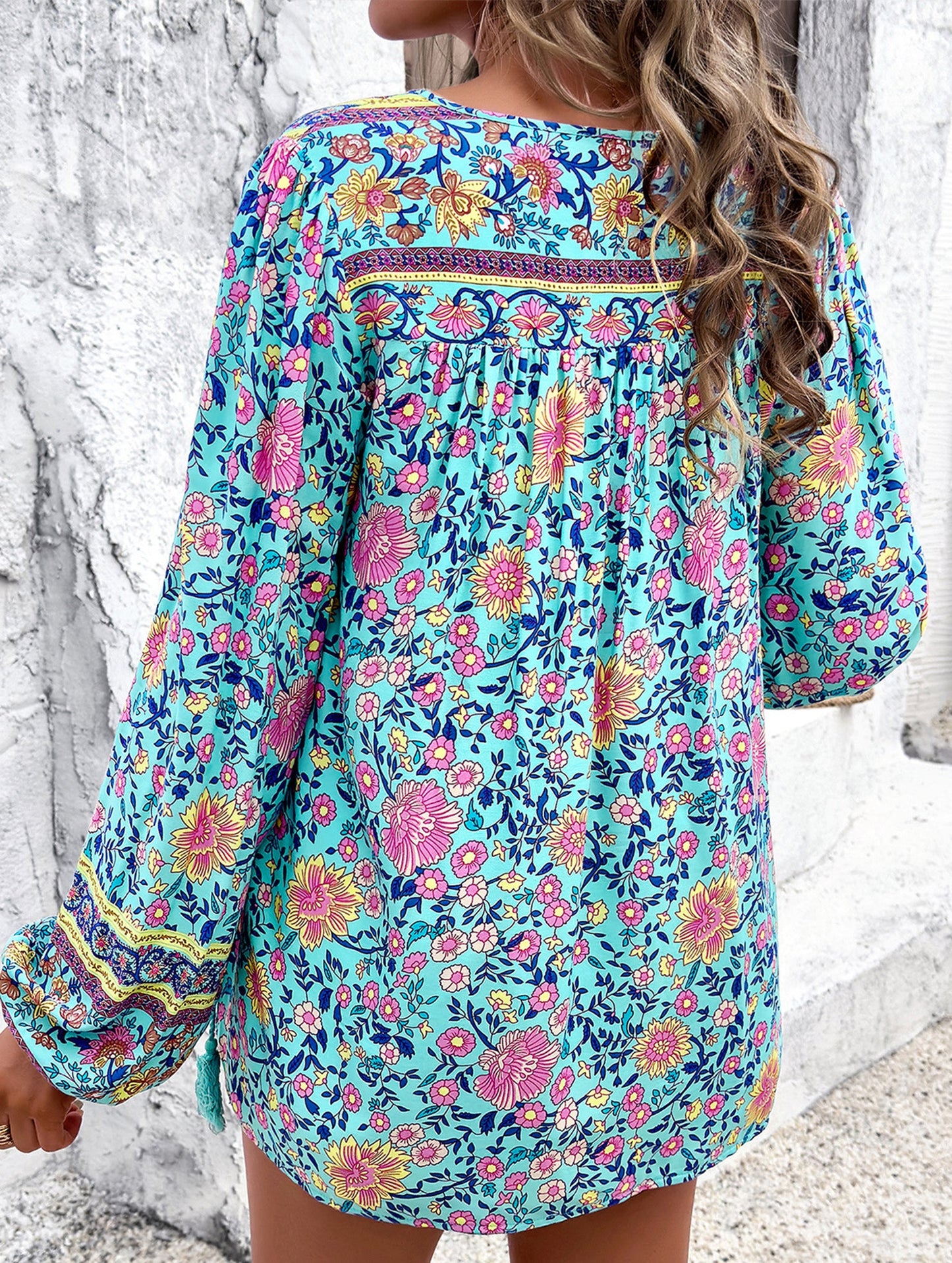 Bohemian print long-sleeved T-shirt