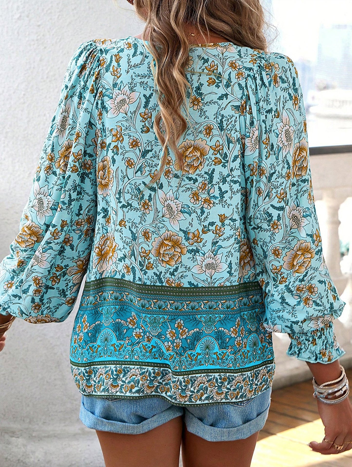 Casual holiday print long-sleeved T-shirt