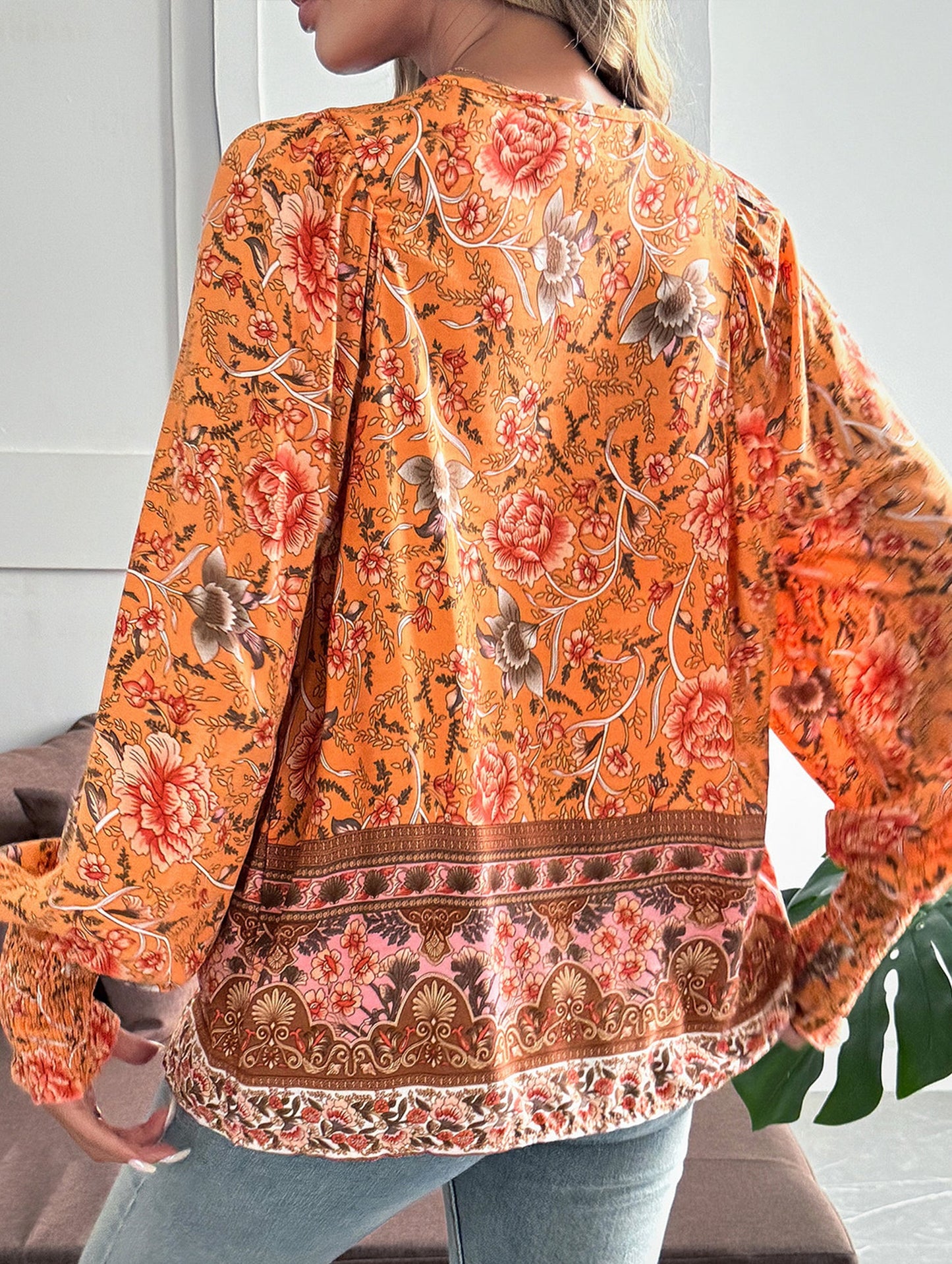 Casual holiday print long-sleeved T-shirt