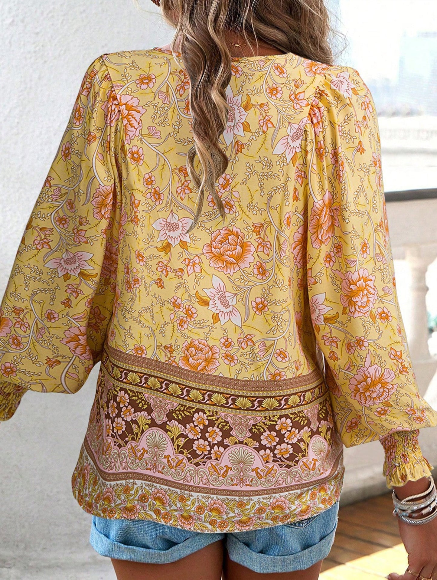 Casual holiday print long-sleeved T-shirt