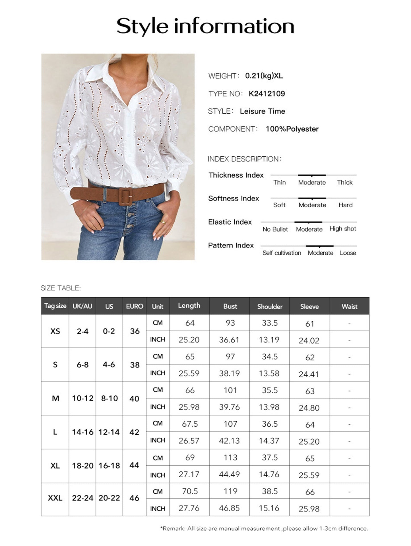 Casual loose hollow puff sleeve cardigan