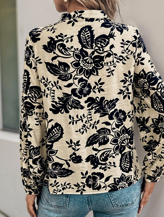 Retro small stand-up collar long-sleeved shirt