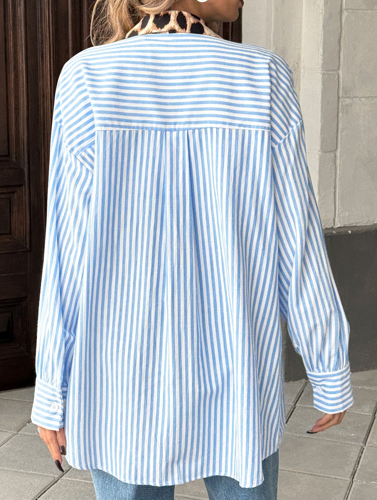 Personalized trendy striped patchwork shirt