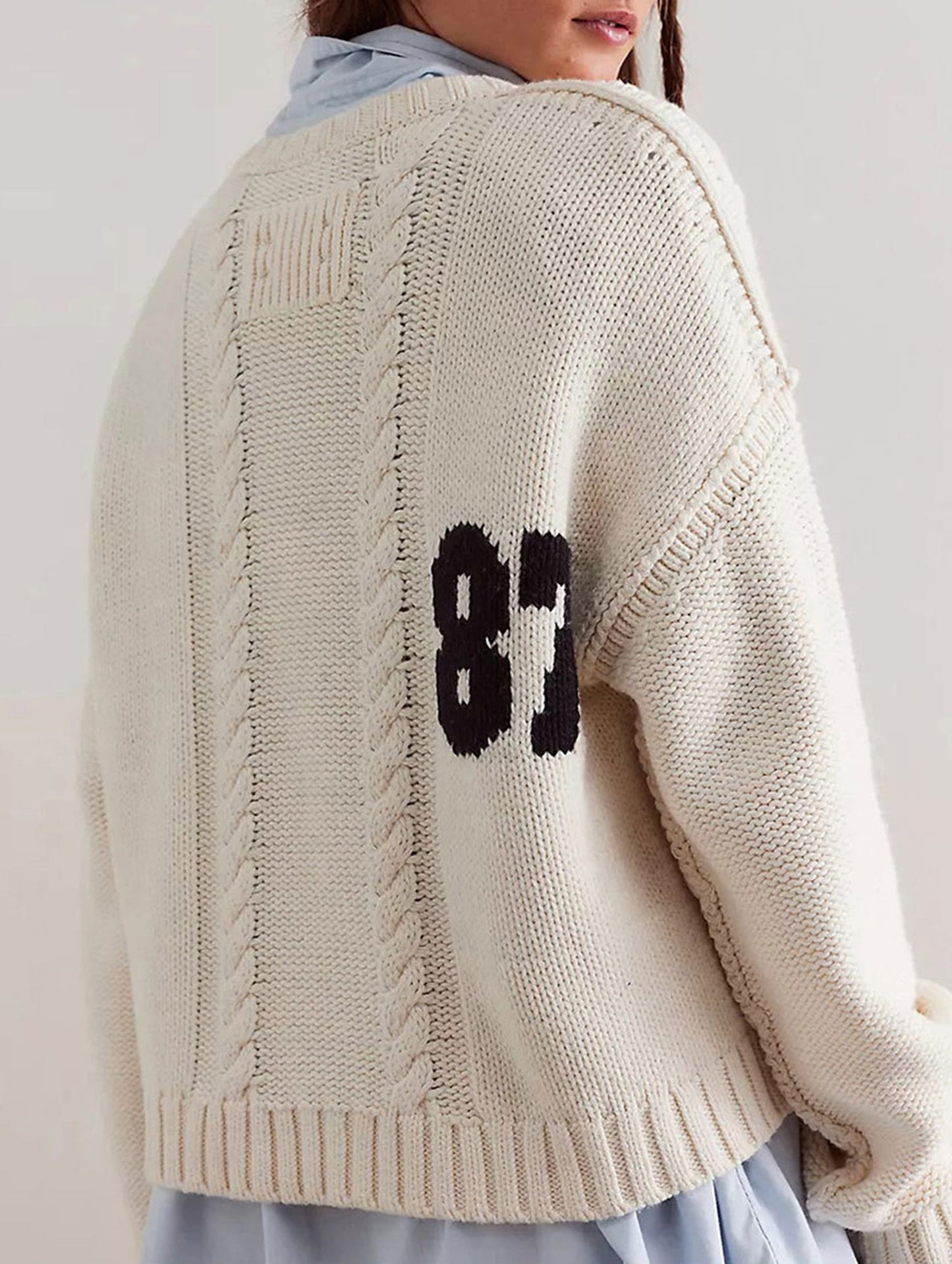 Digital knitted loose long-sleeved pullover sweater