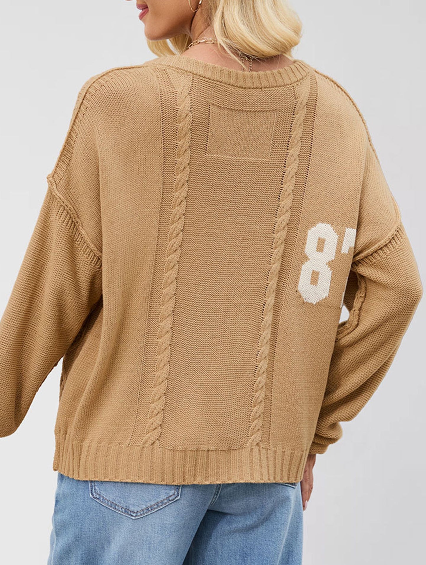 Digital knitted loose long-sleeved pullover sweater