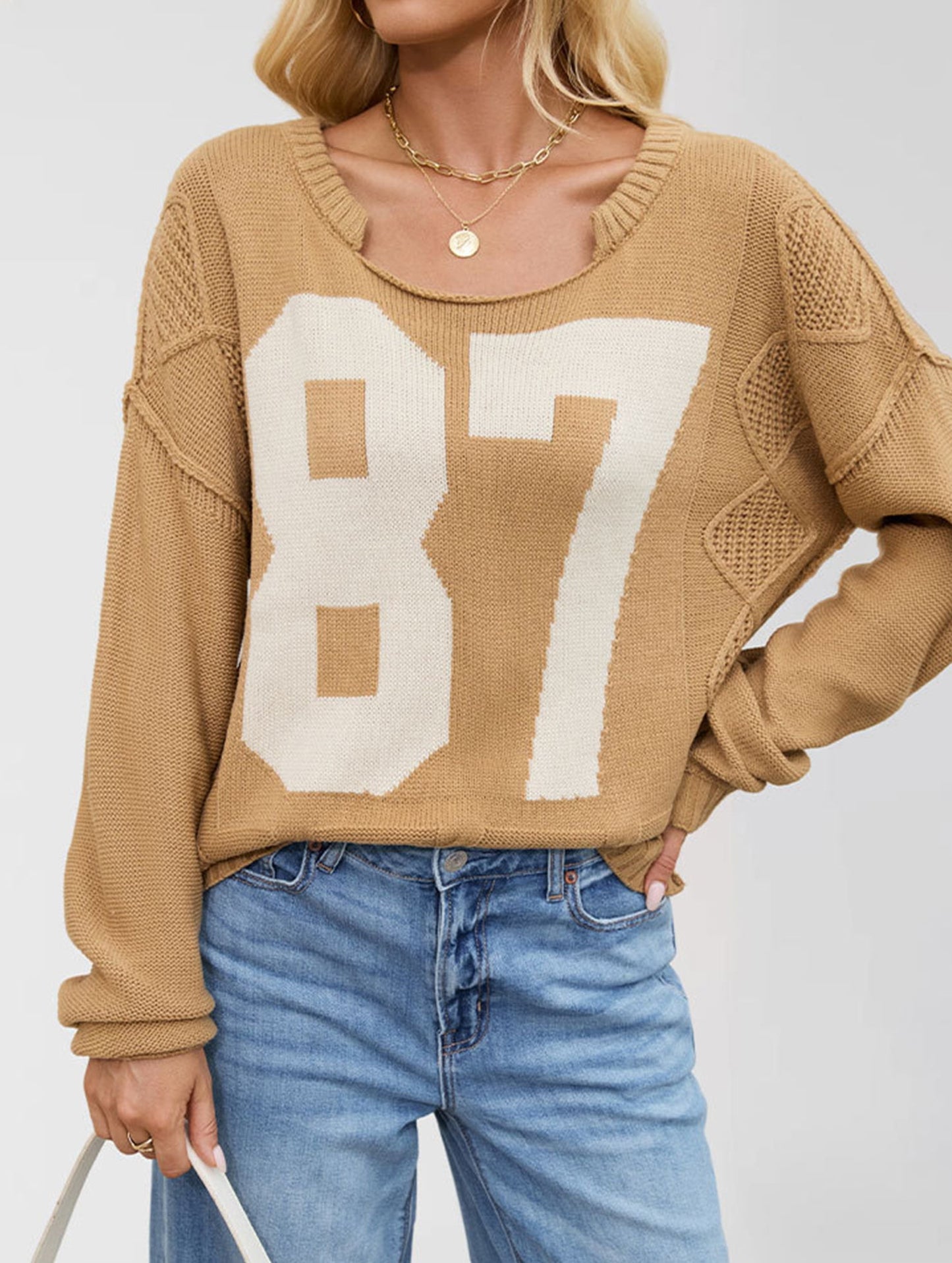 Digital knitted loose long-sleeved pullover sweater