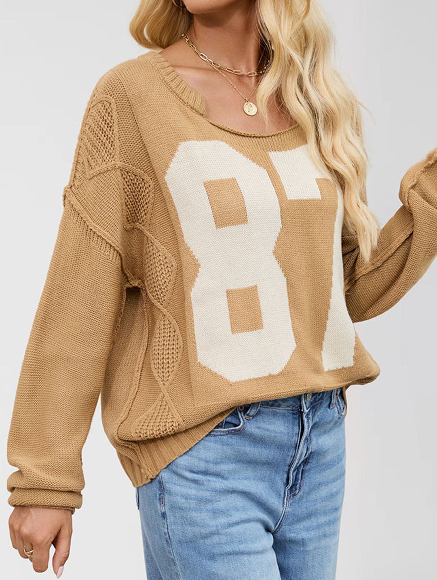 Digital knitted loose long-sleeved pullover sweater