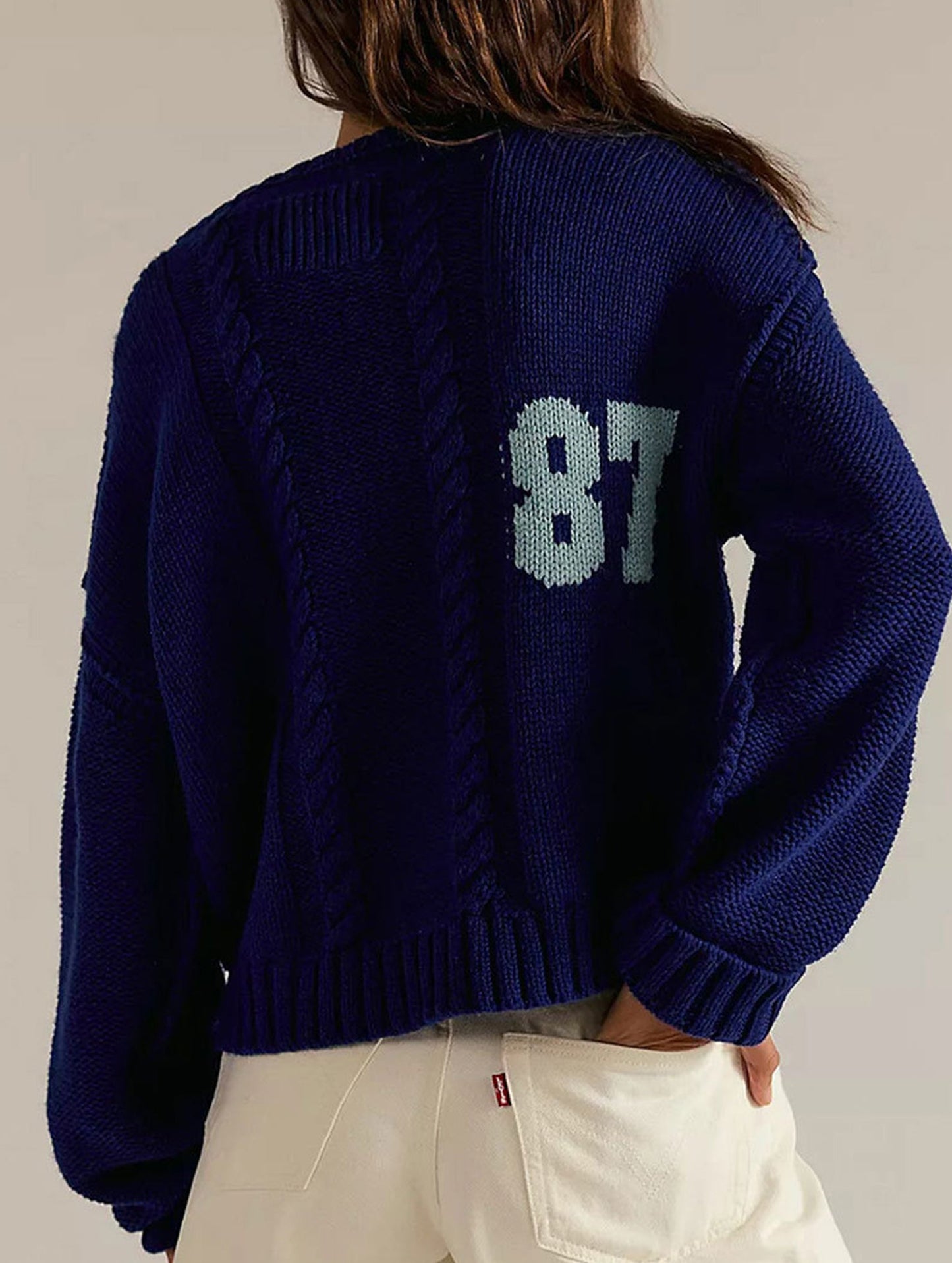 Digital knitted loose long-sleeved pullover sweater