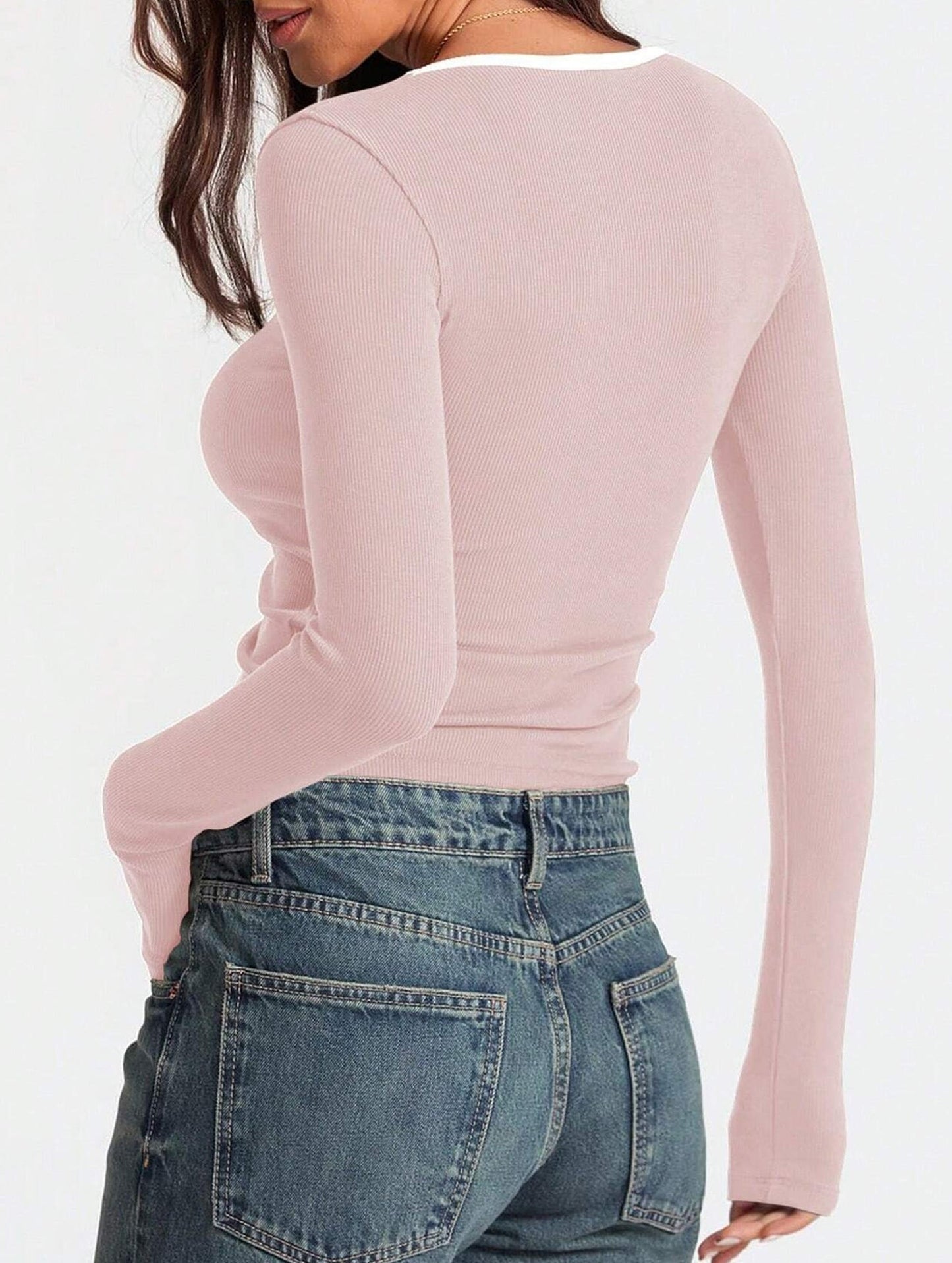 Casual square neck pullover slim fit top
