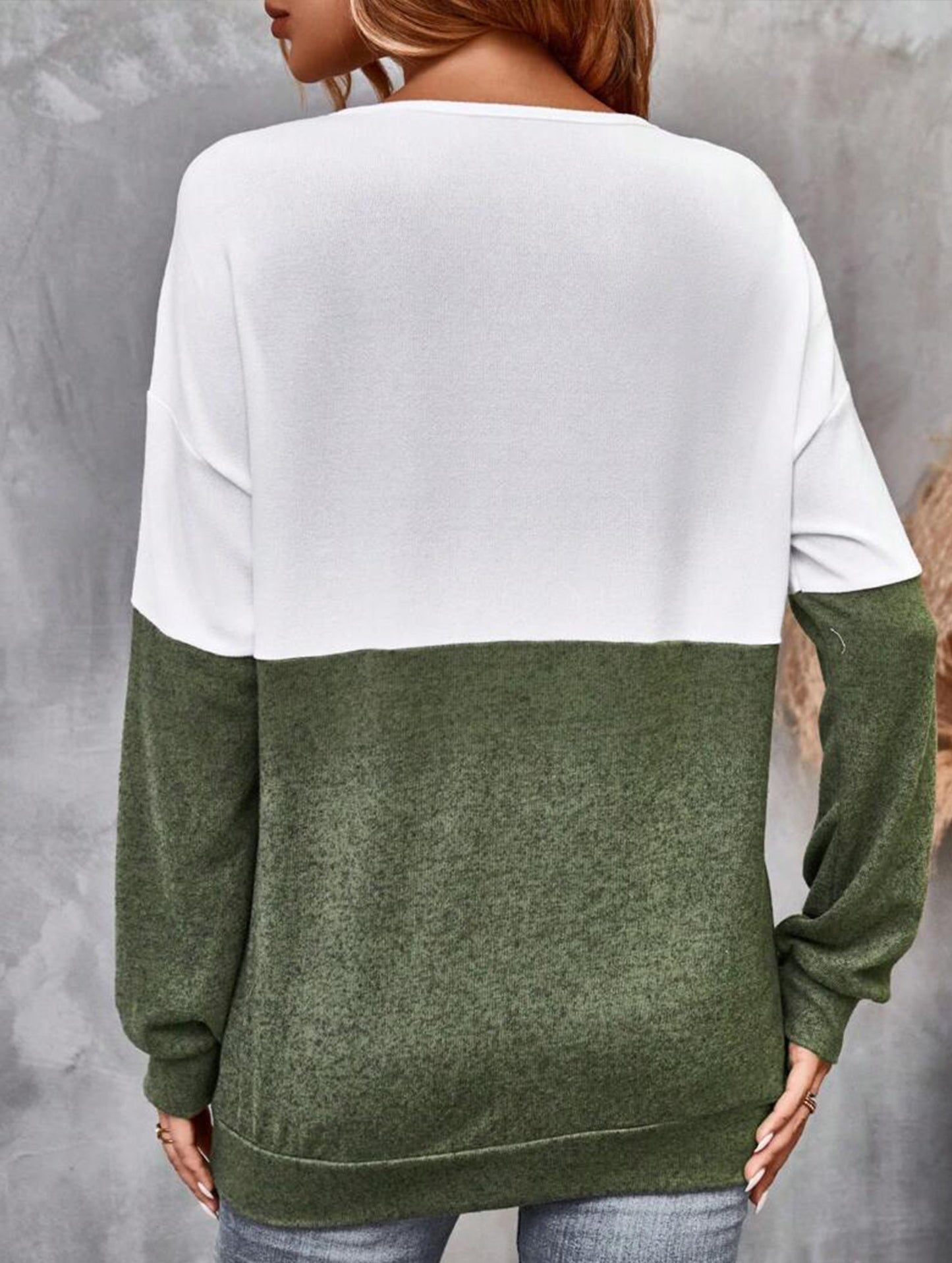 CASUAL V-NECK CROSS-CONTRAST SHIRT TOP