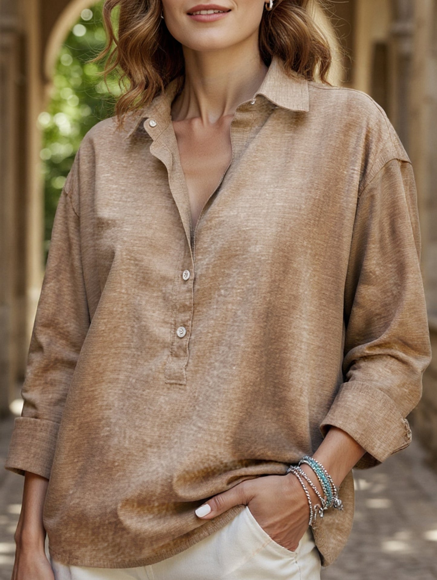 Loose long-sleeved casual shirt