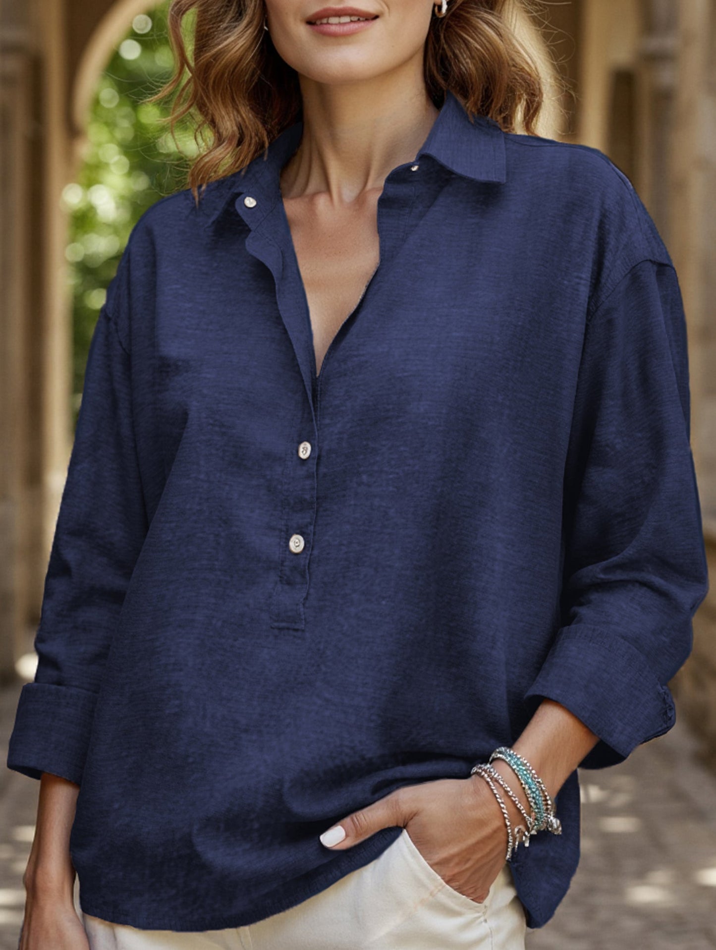 Loose long-sleeved casual shirt