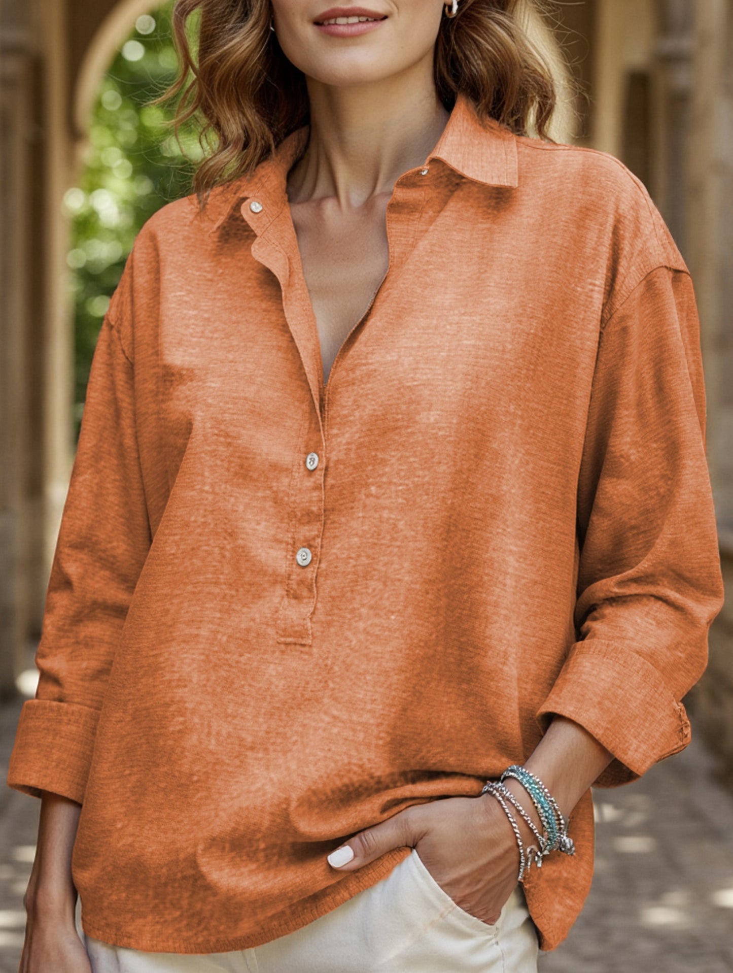 Loose long-sleeved casual shirt