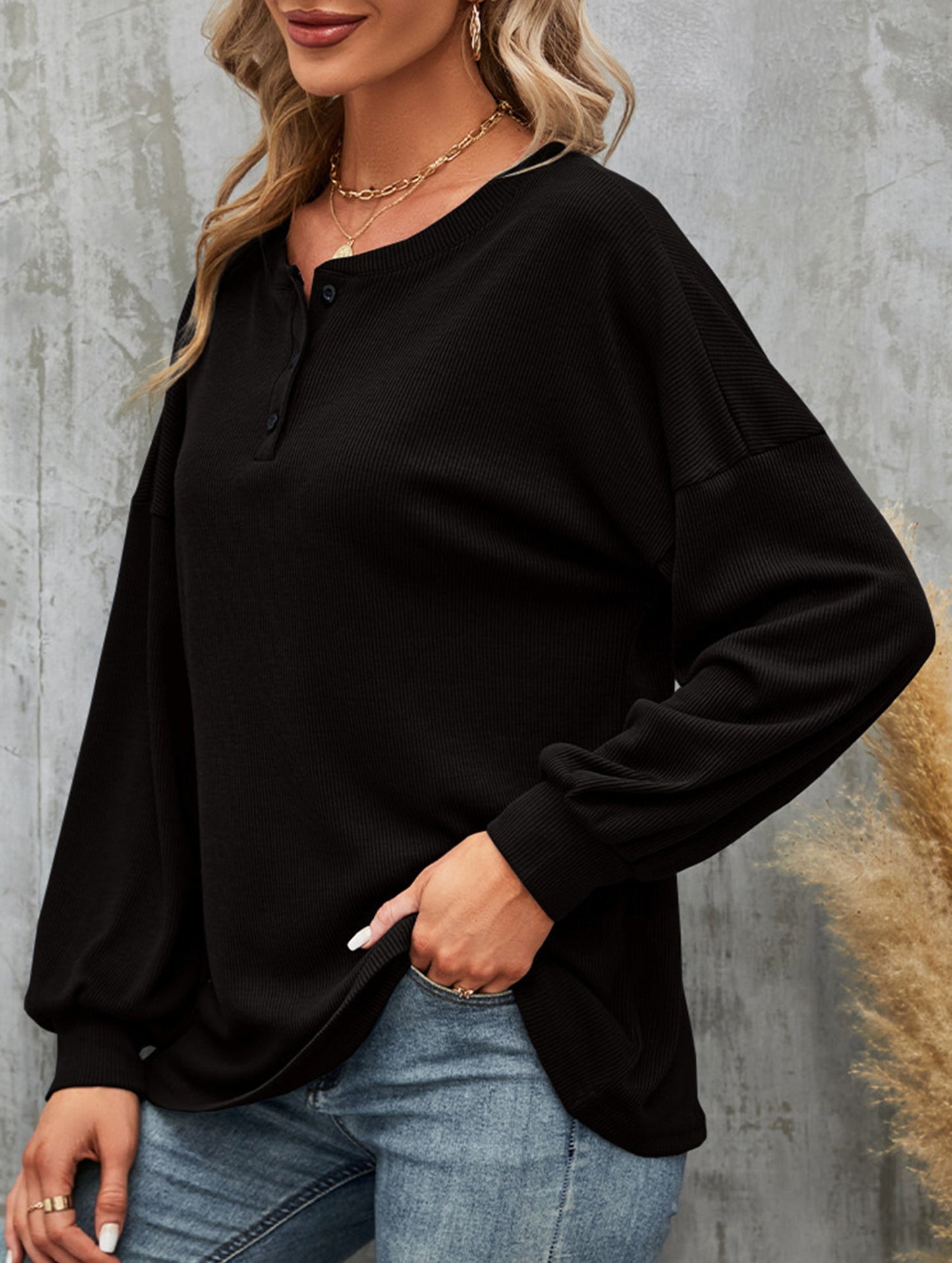 Casual loose button waist T-shirt
