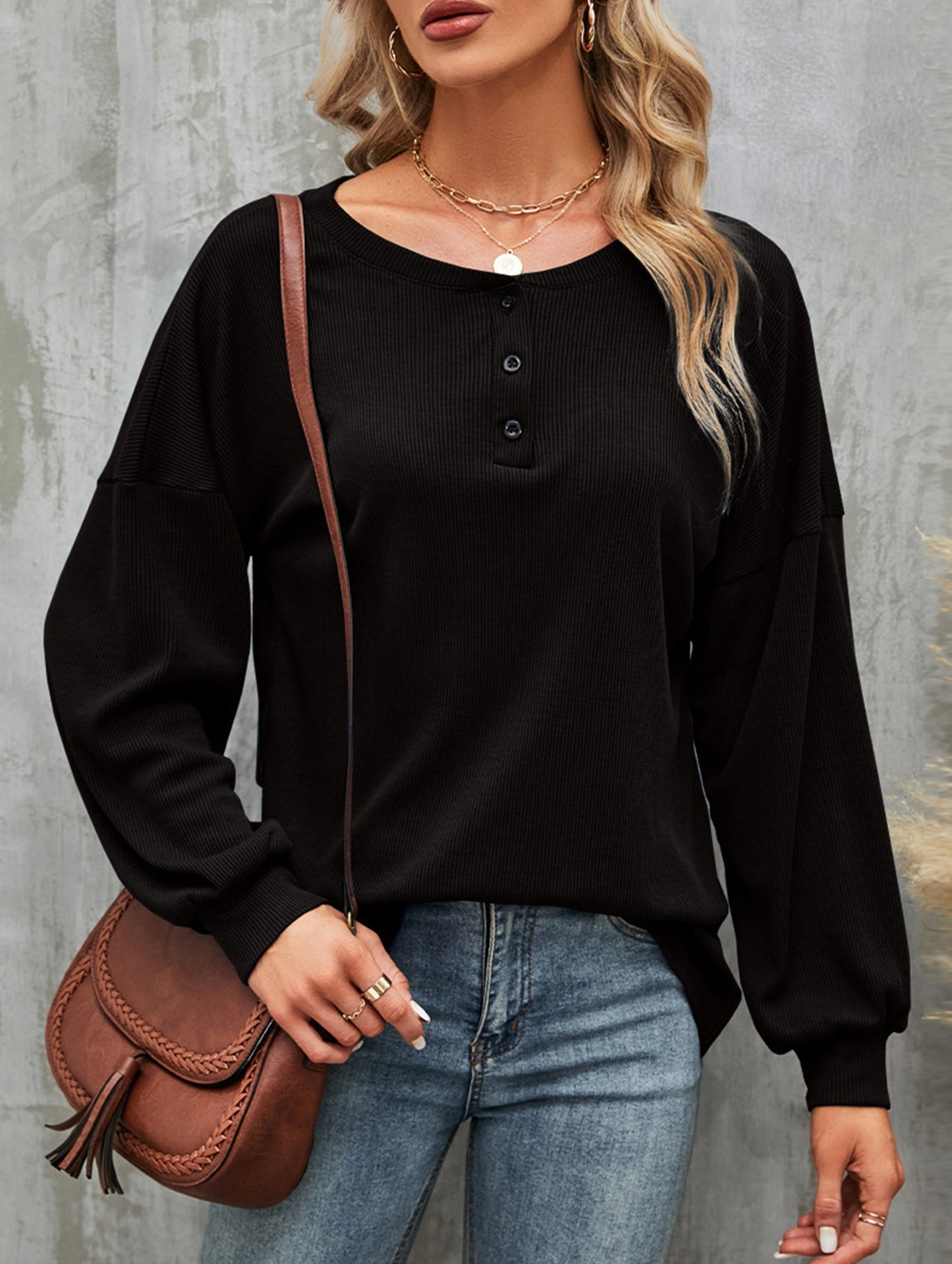 Casual loose button waist T-shirt