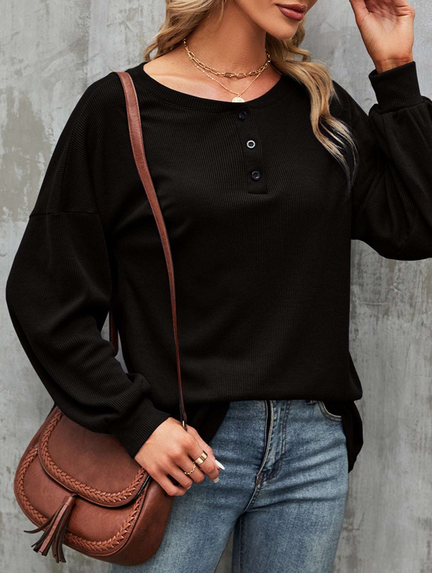 Casual loose button waist T-shirt
