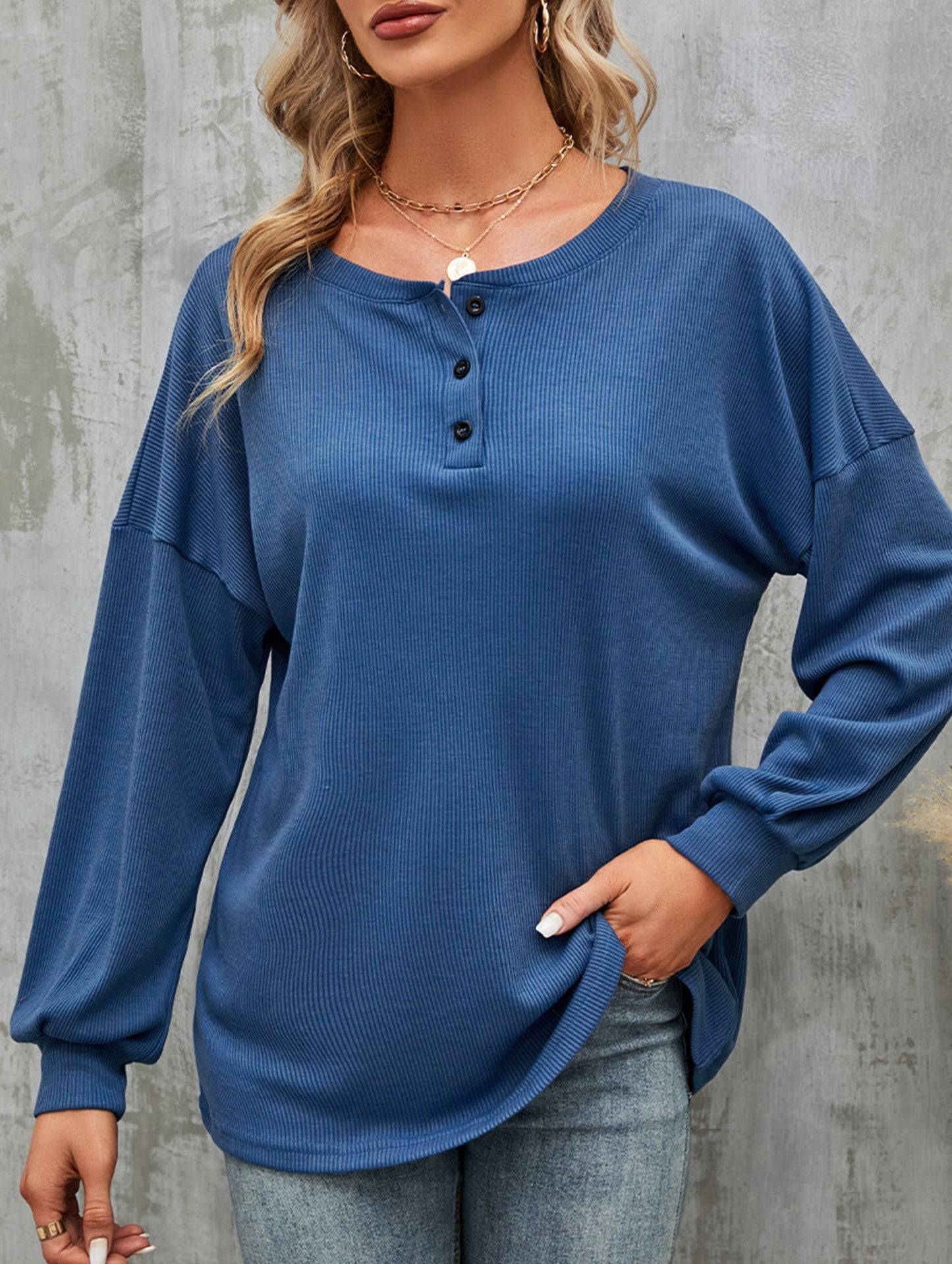 Casual loose button waist T-shirt