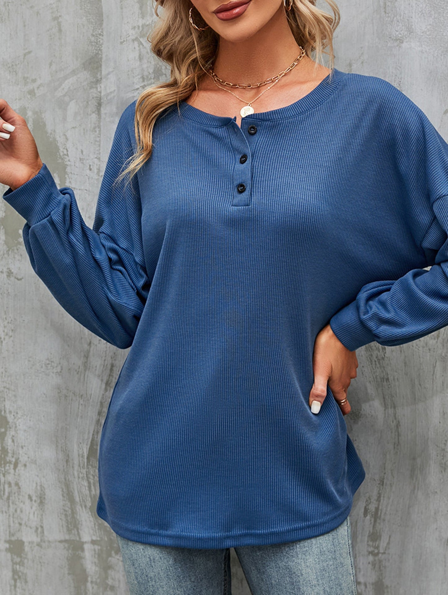 Casual loose button waist T-shirt