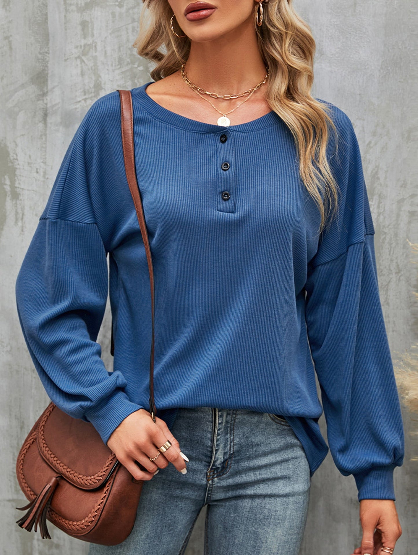 Casual loose button waist T-shirt
