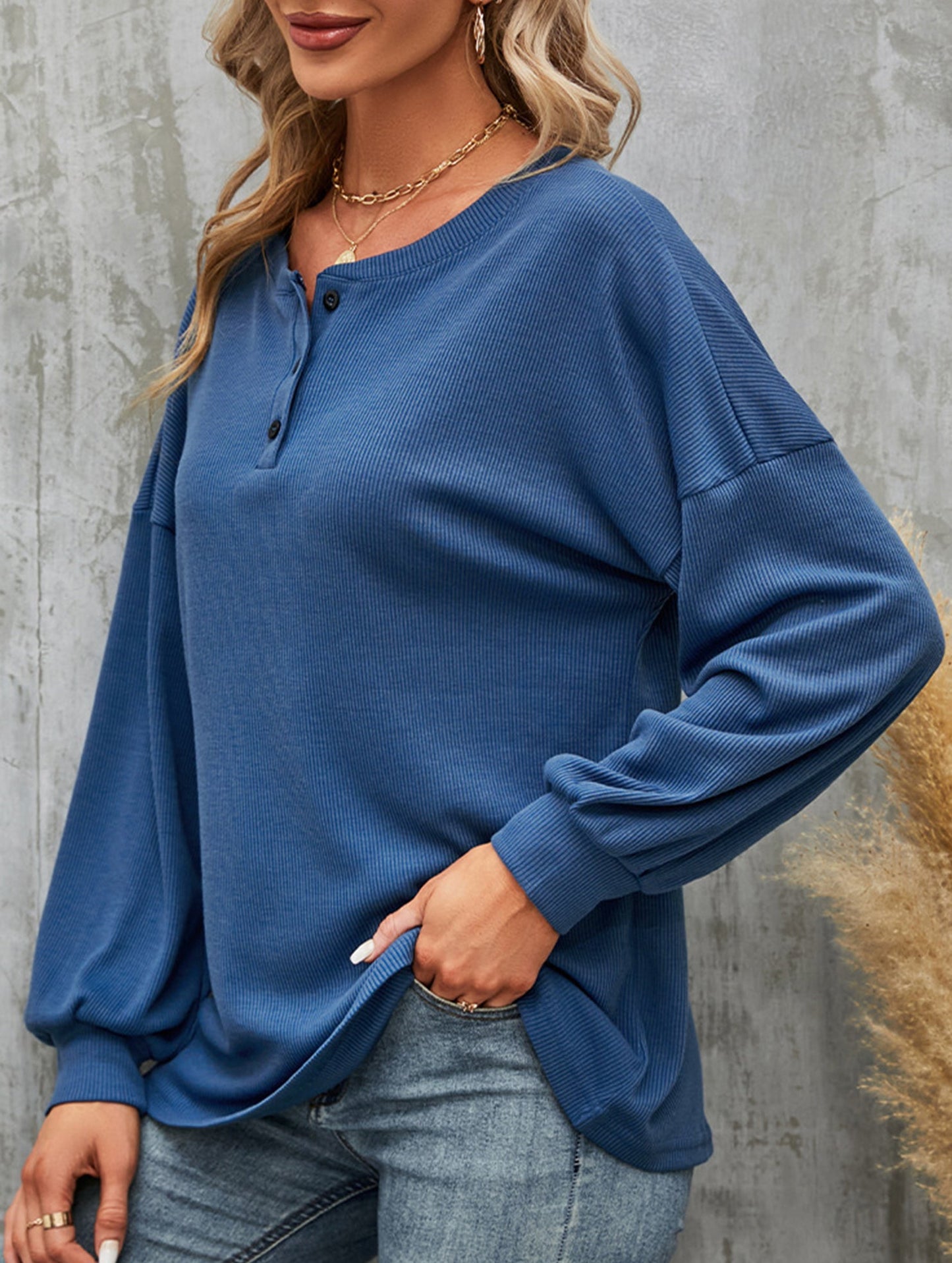 Casual loose button waist T-shirt