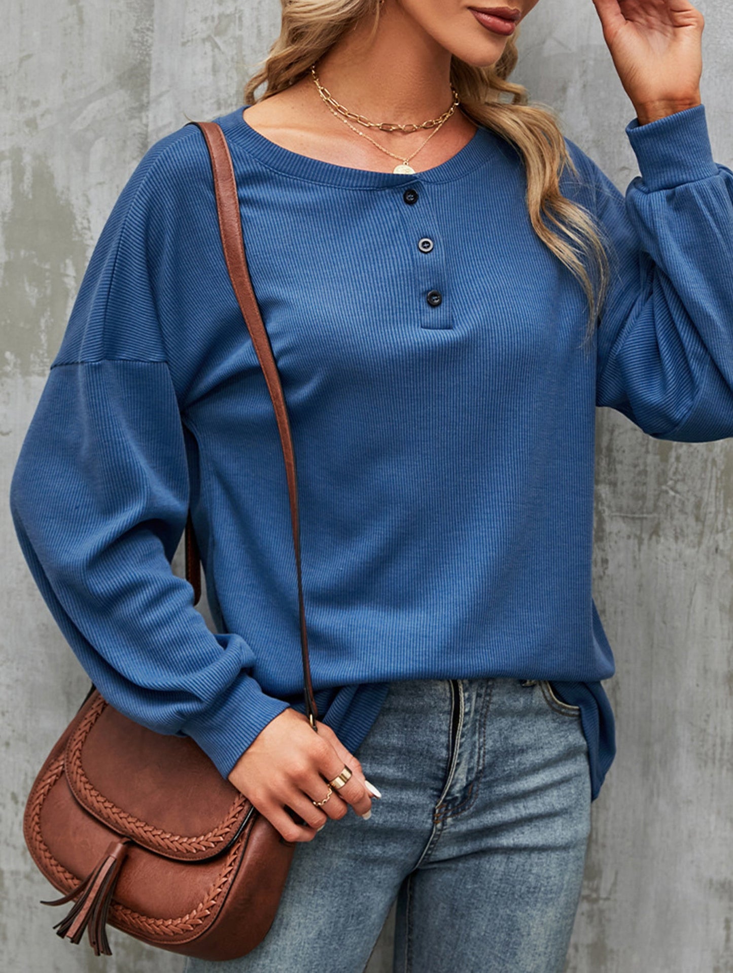 Casual loose button waist T-shirt