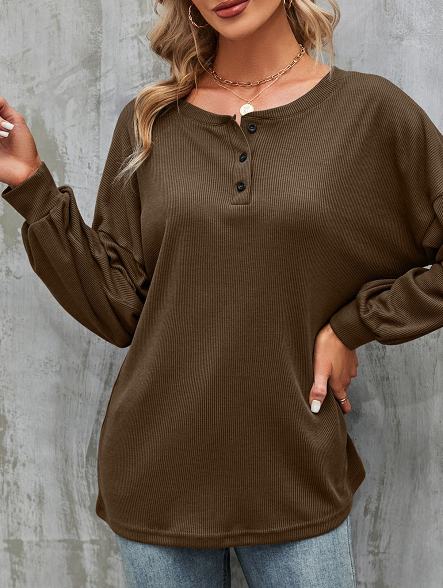 Casual loose button waist T-shirt