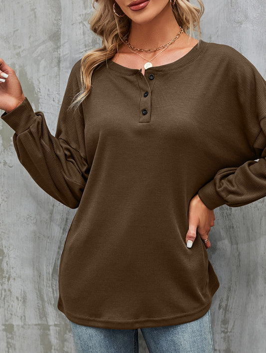 Casual loose button waist T-shirt