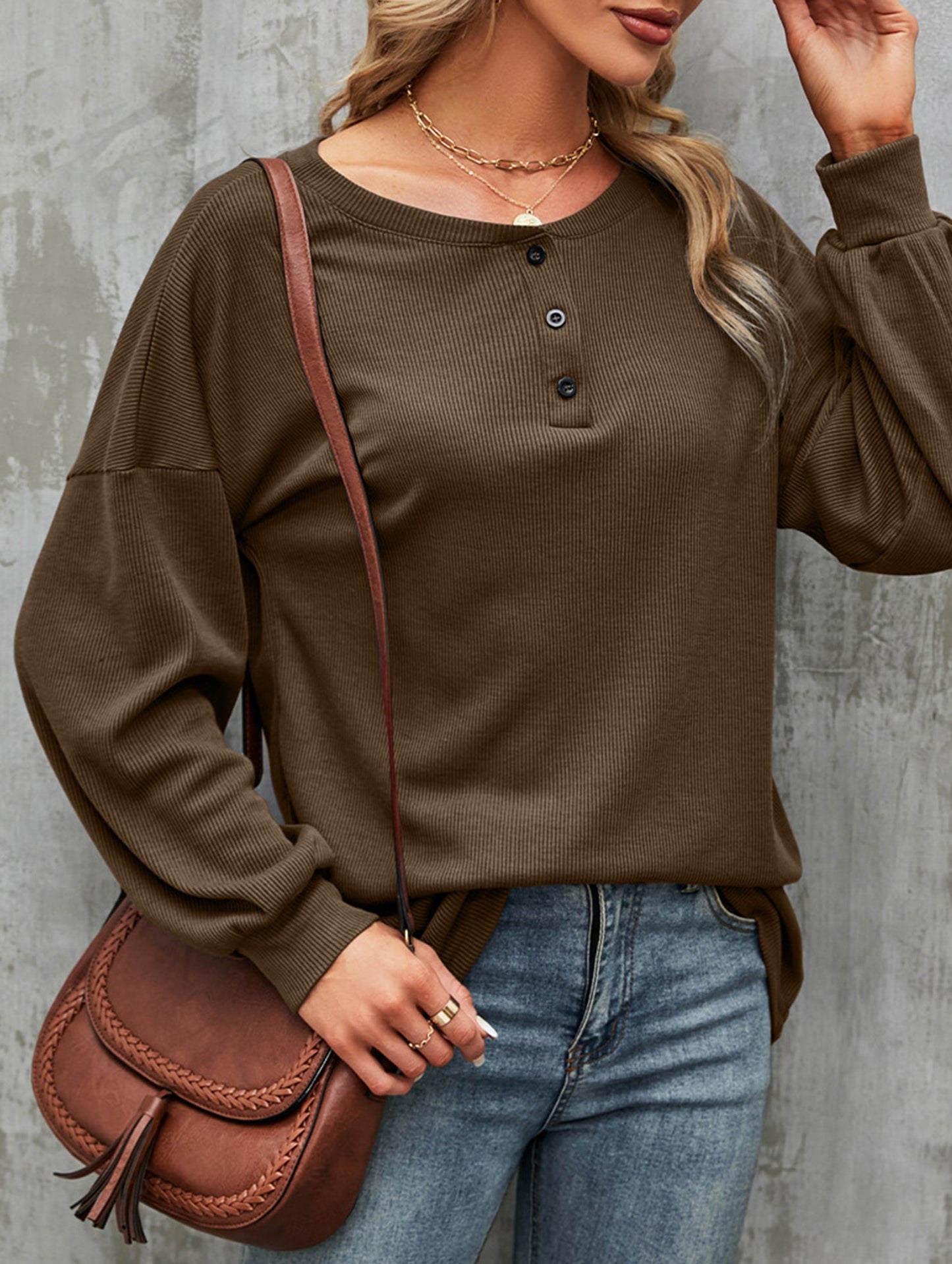 Casual loose button waist T-shirt