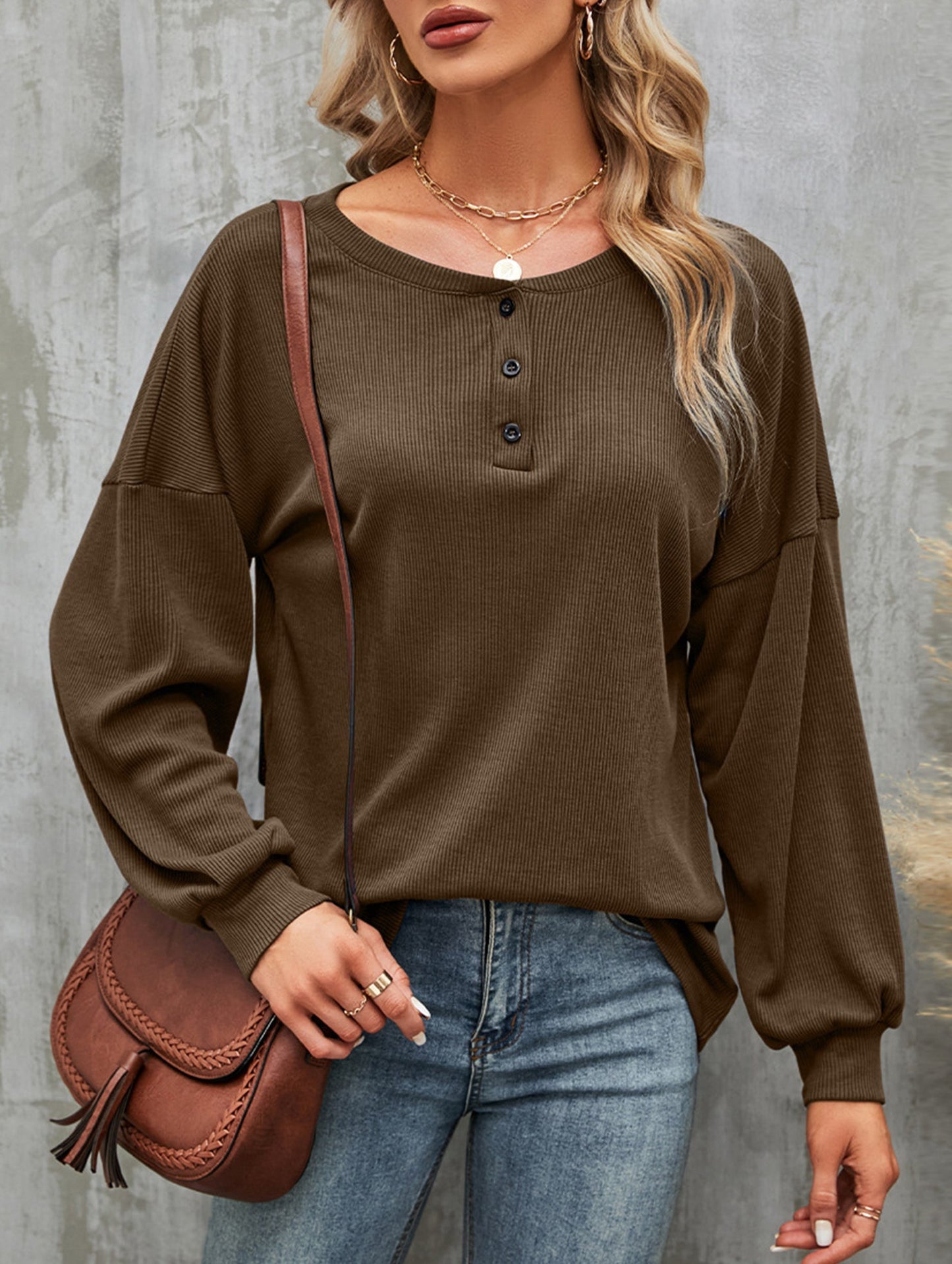 Casual loose button waist T-shirt