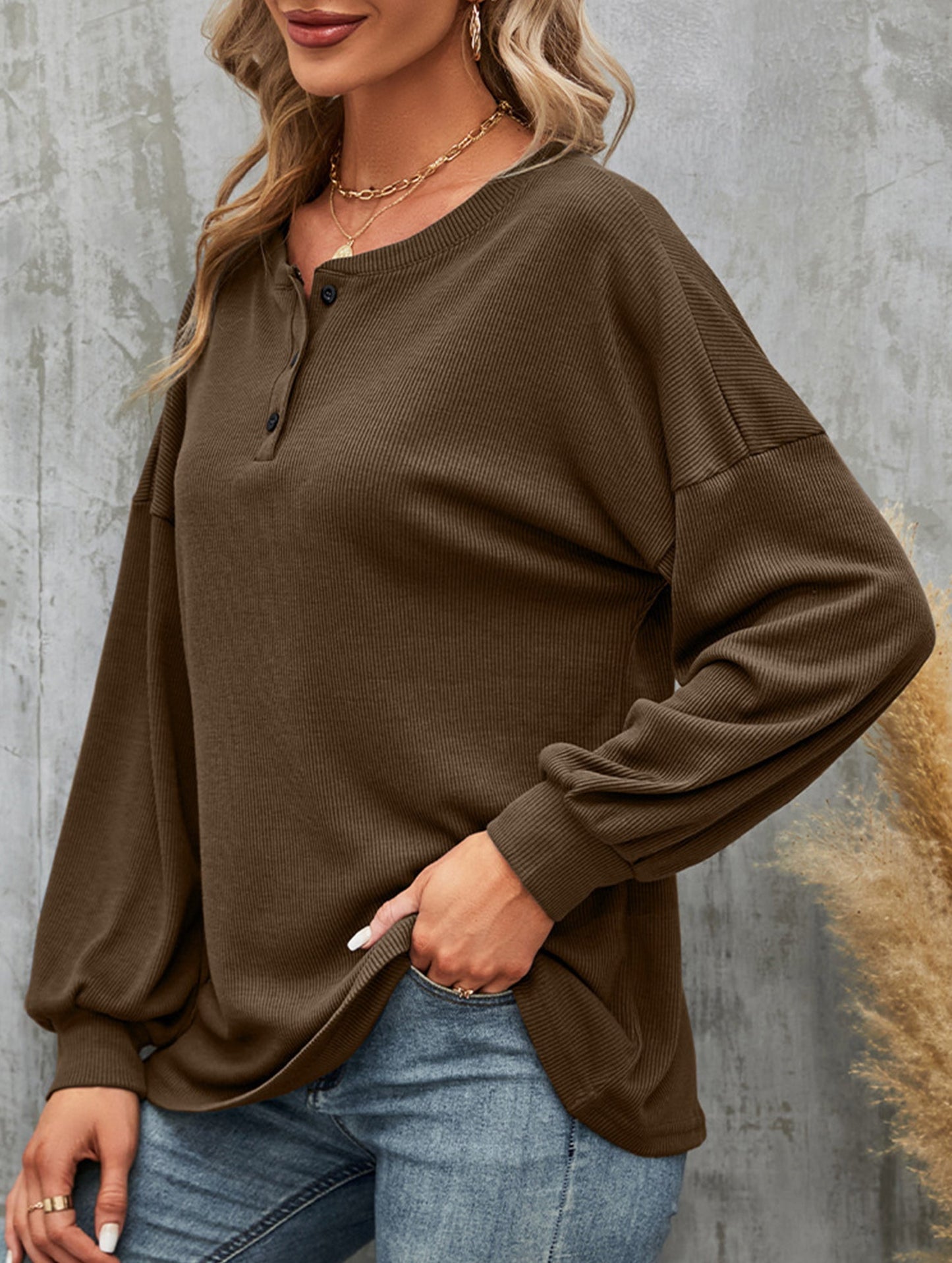 Casual loose button waist T-shirt