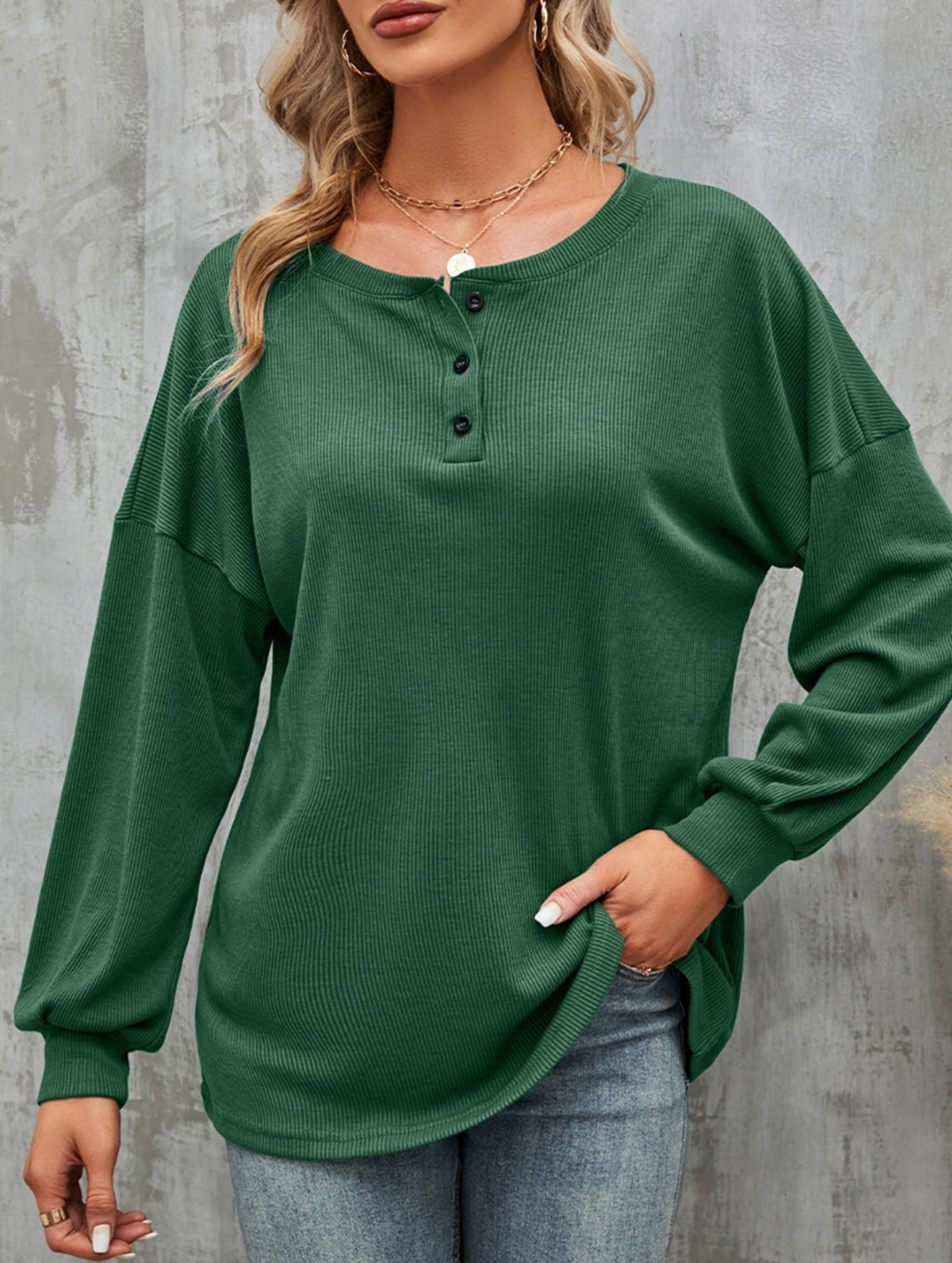 Casual loose button waist T-shirt