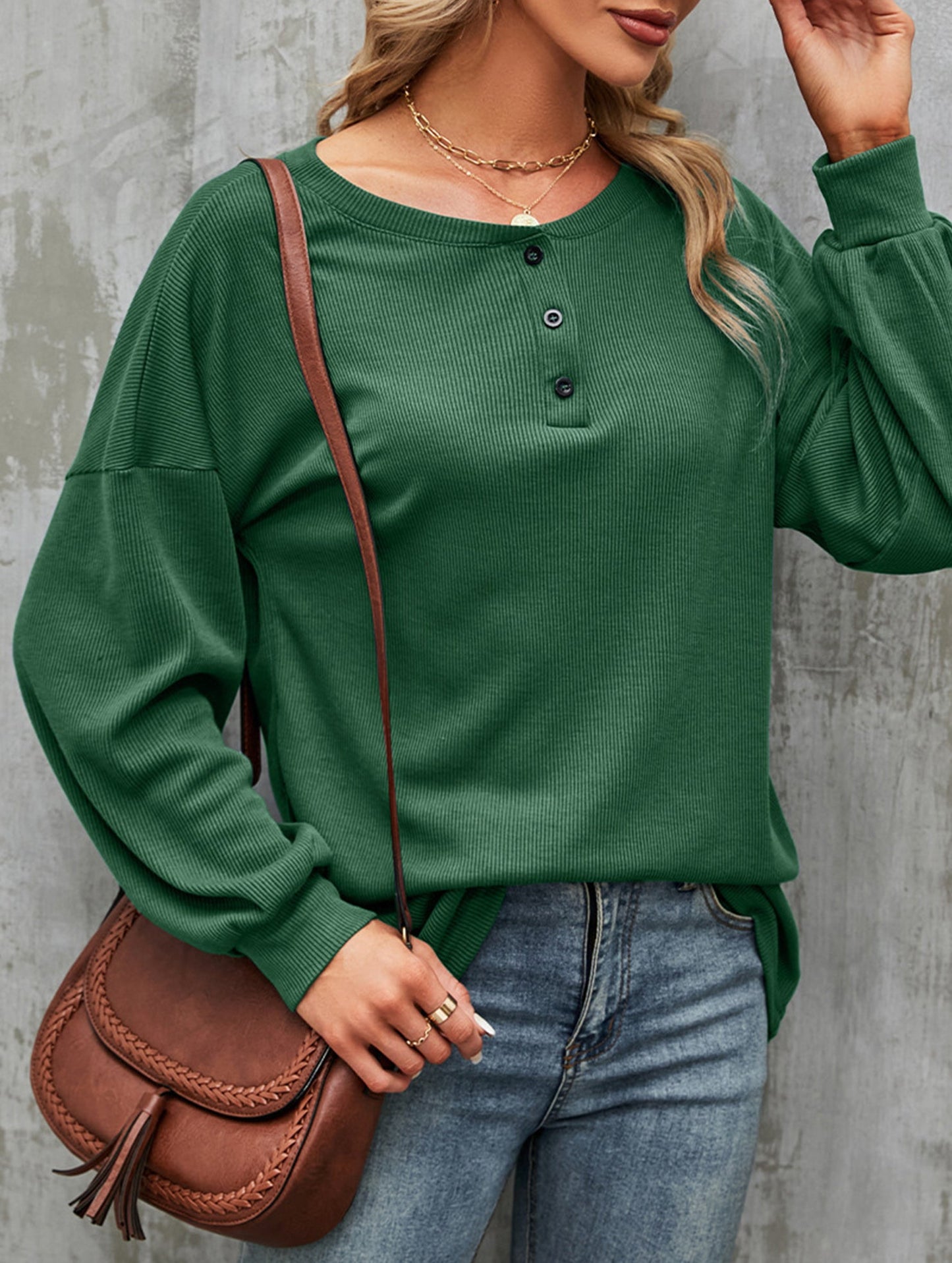 Casual loose button waist T-shirt